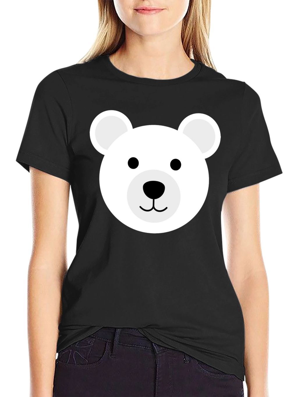 Cute Bear Graphic Black T-Shirt