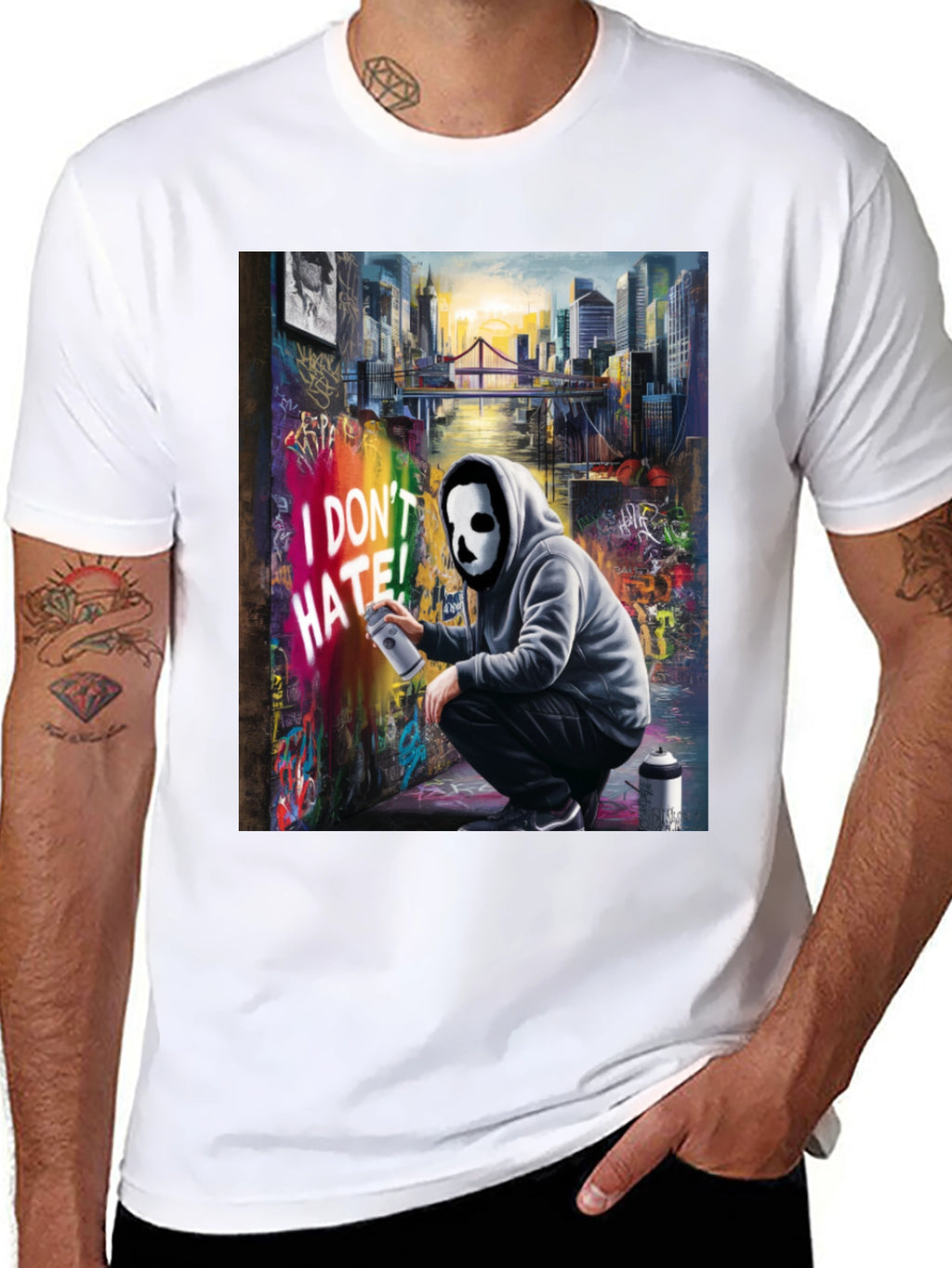 I Dont HATE! Graffiti Mask T-Shirt