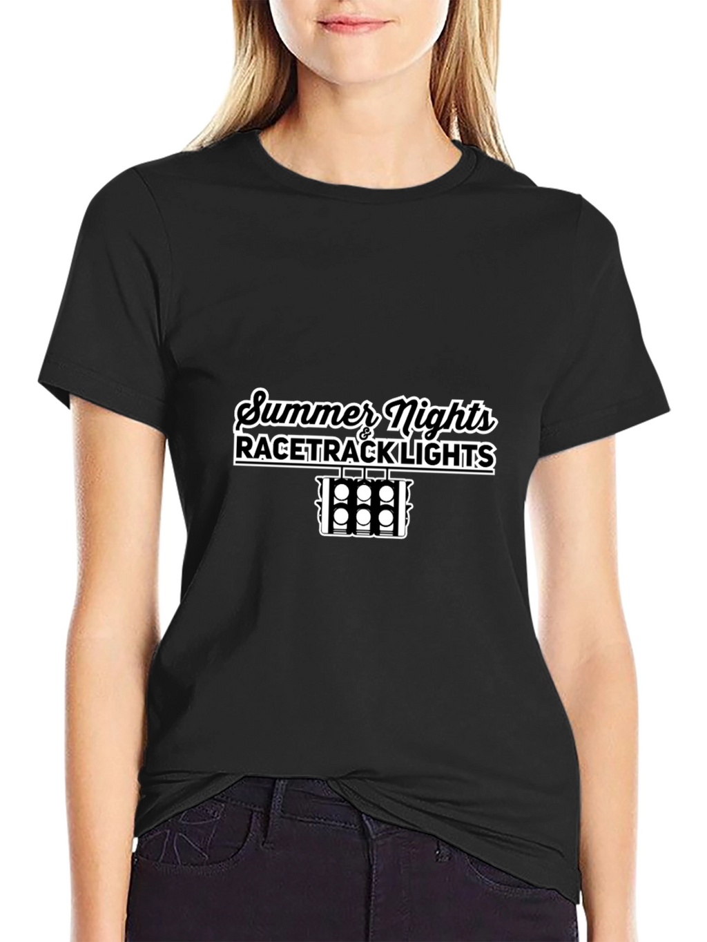 Summer Nights Racetrack Lights Black T-Shirt