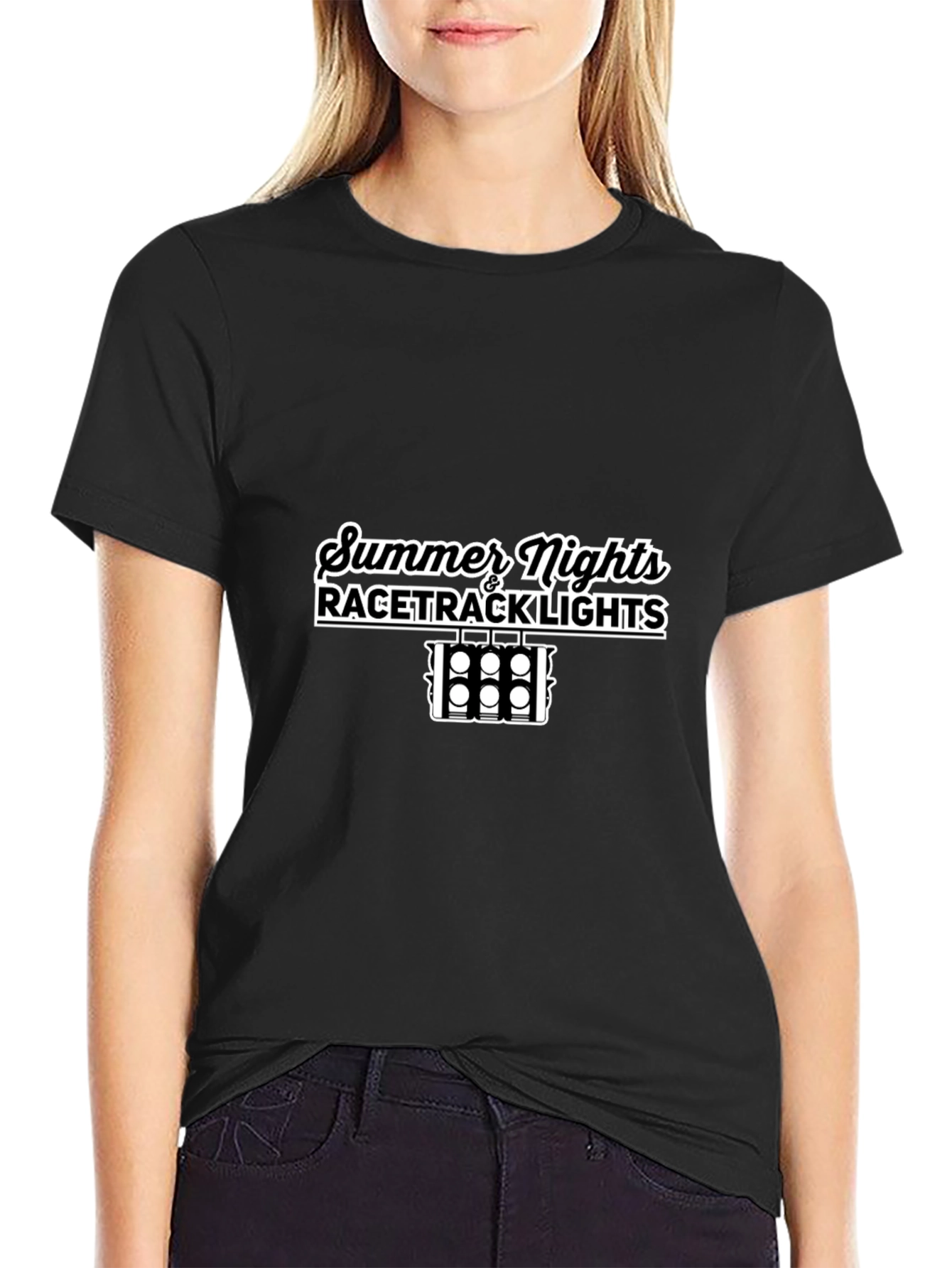 Summer Nights Racetrack Lights Black T-Shirt