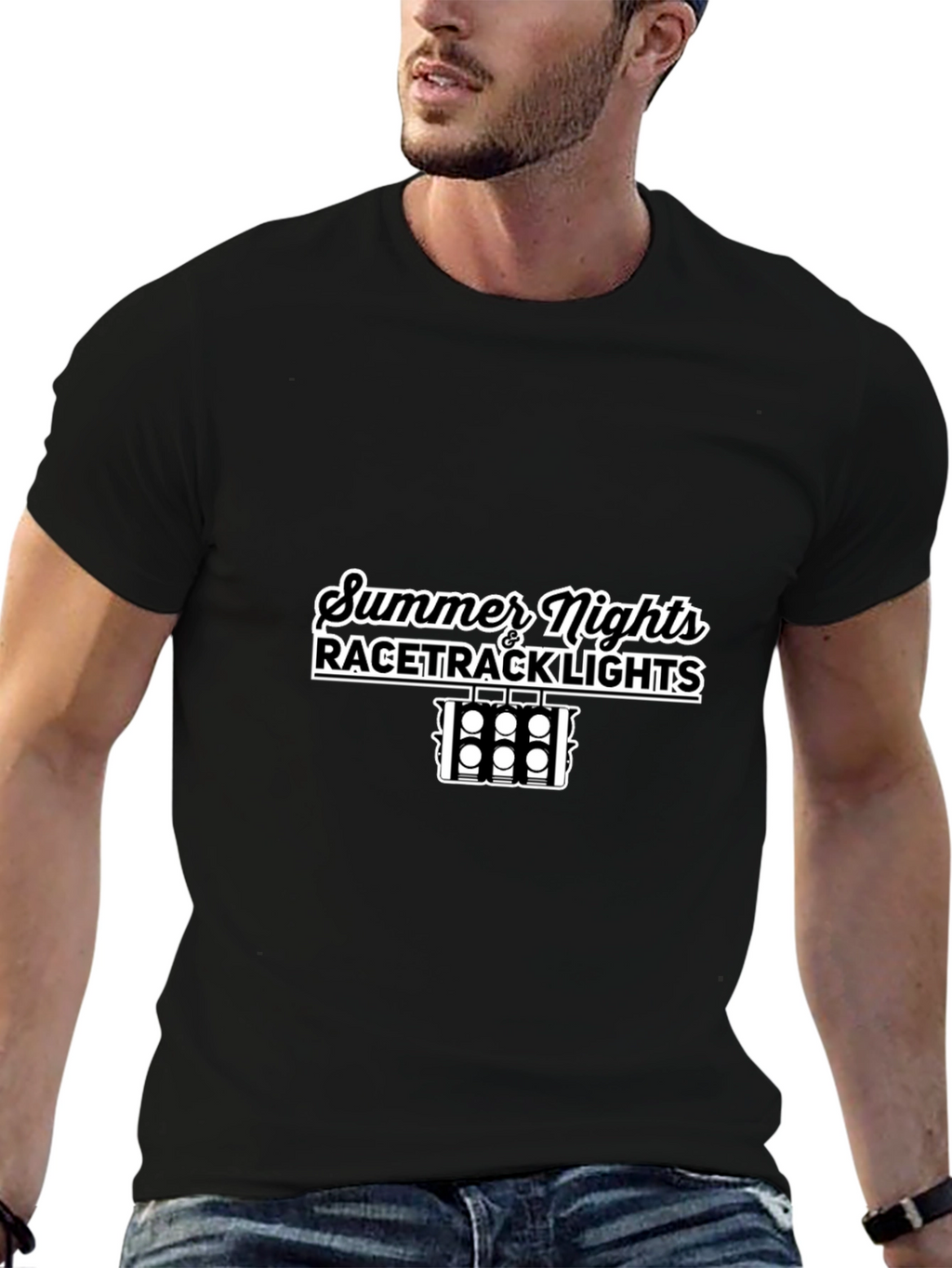 Summer Nights Racetrack Lights Black T-Shirt