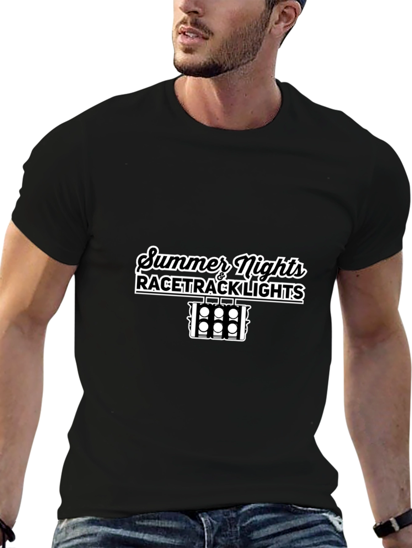 Summer Nights Racetrack Lights Black T-Shirt