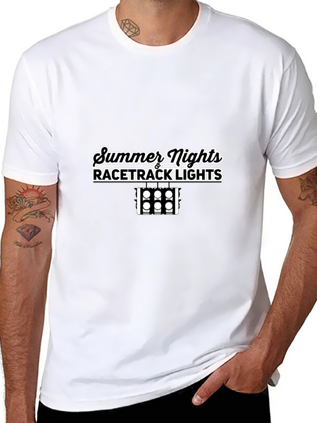 Summer Nights Racetrack Lights Black T-Shirt