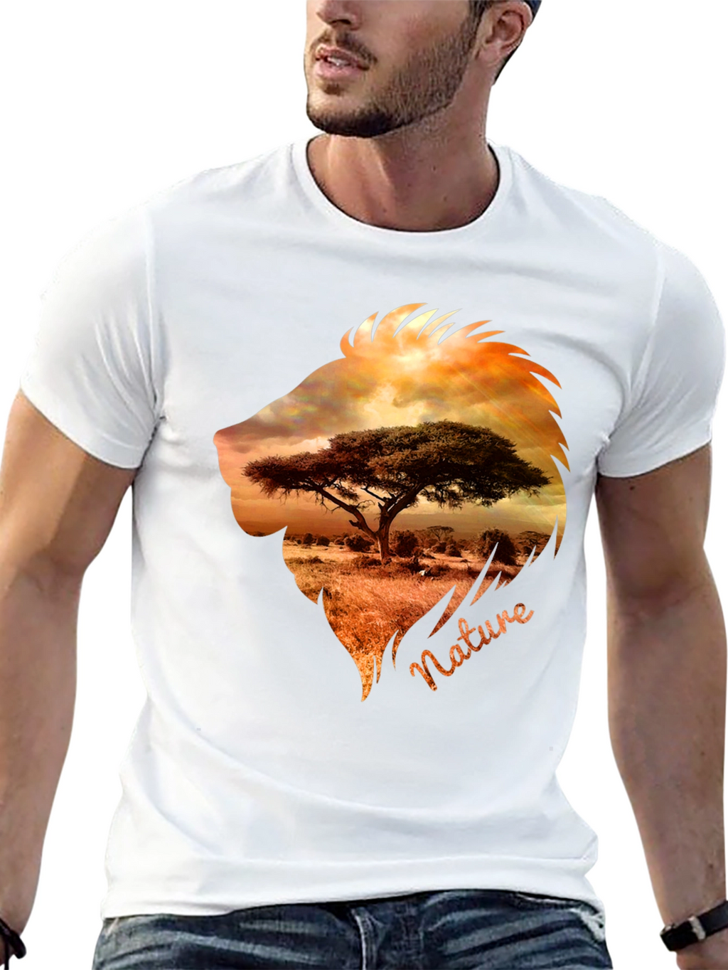 Nature Lion Graphic Tee - Mens Black T-Shirt