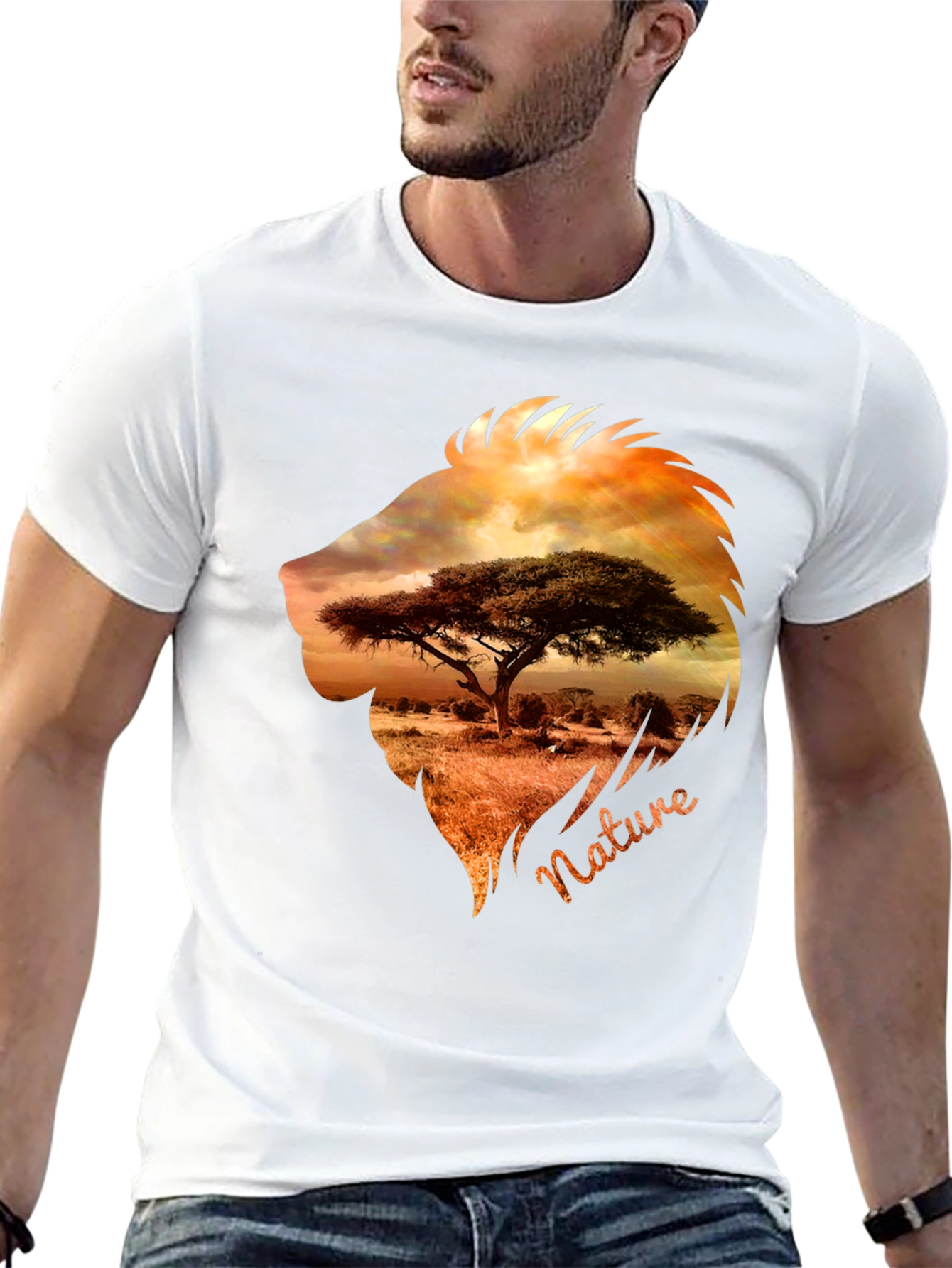 Nature Lion Graphic Tee - Mens Black T-Shirt