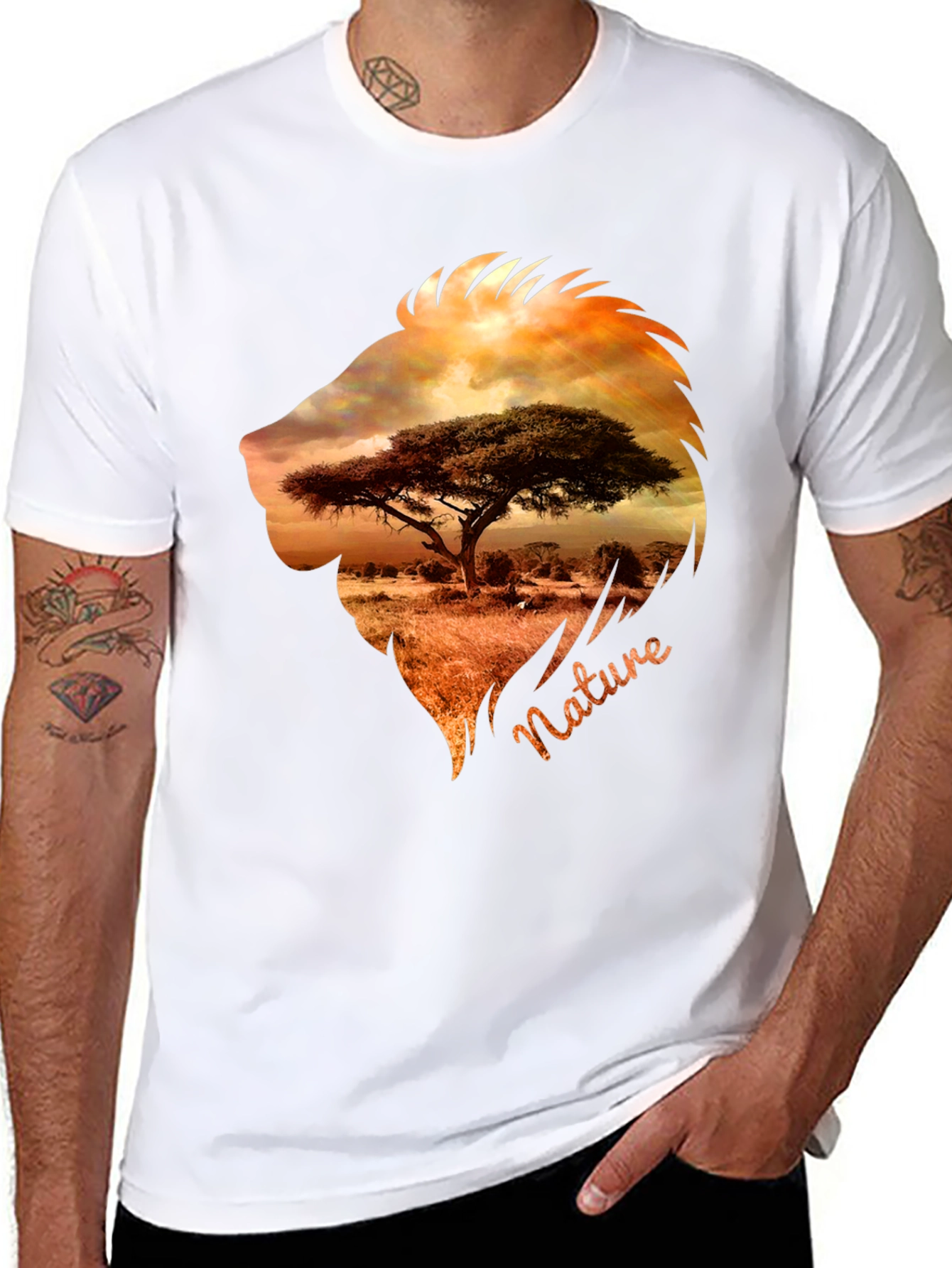 Nature Lion Graphic Tee - Mens Black T-Shirt