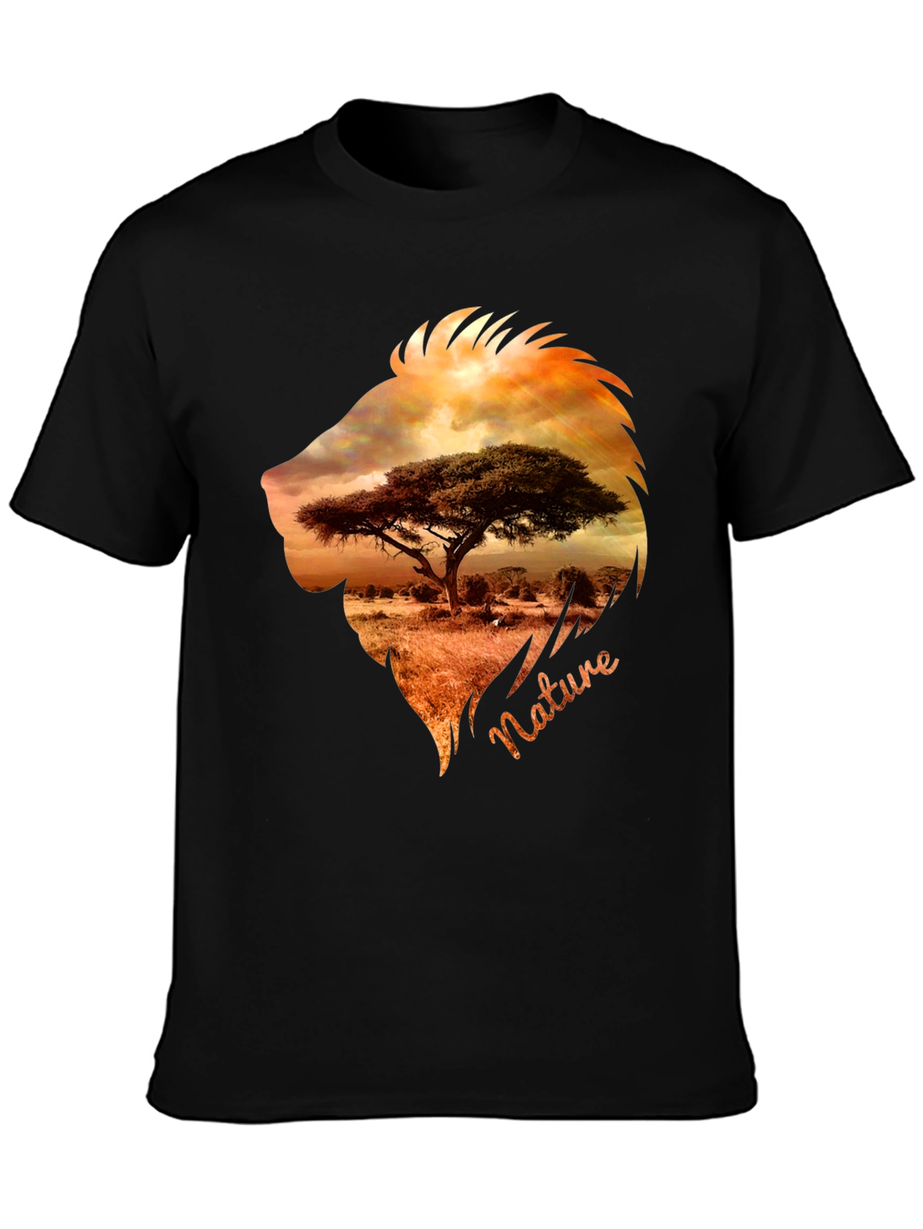 Nature Lion Graphic Tee - Mens Black T-Shirt