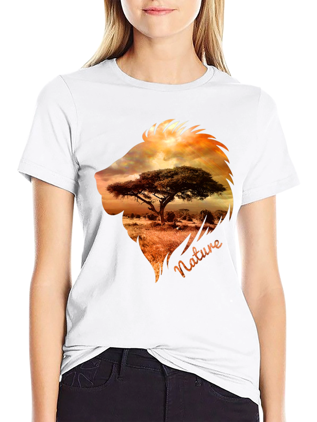 Nature Lion Graphic Tee - Mens Black T-Shirt
