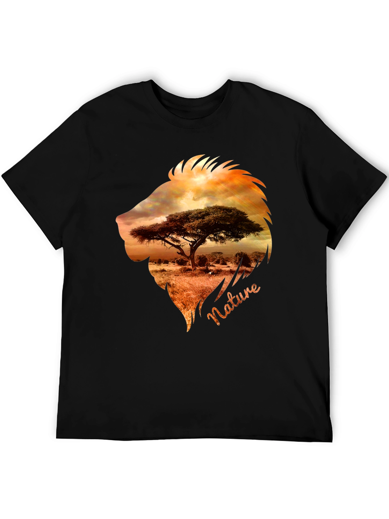 Nature Lion Graphic Tee - Mens Black T-Shirt