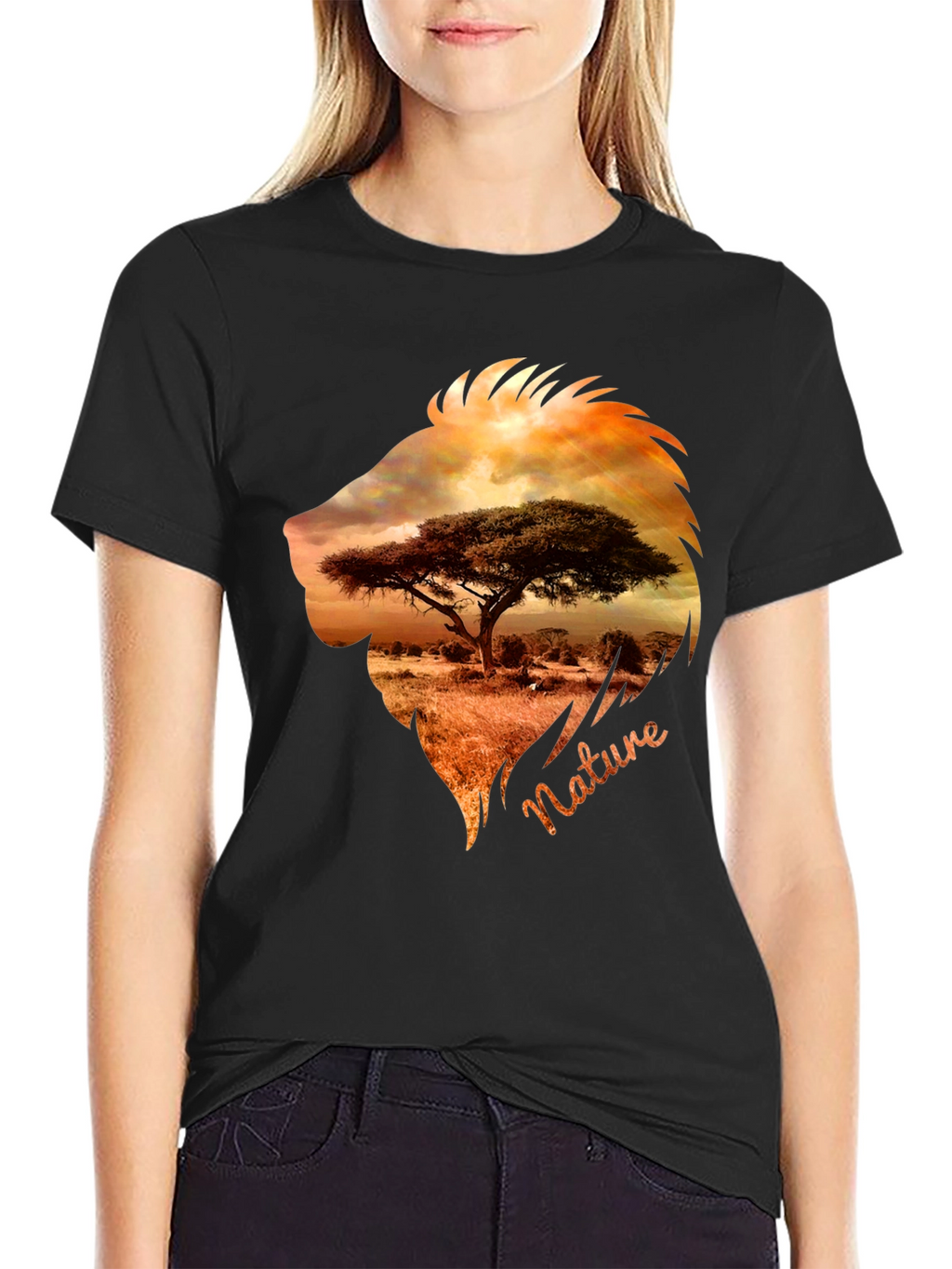 Nature Lion Graphic Tee - Mens Black T-Shirt