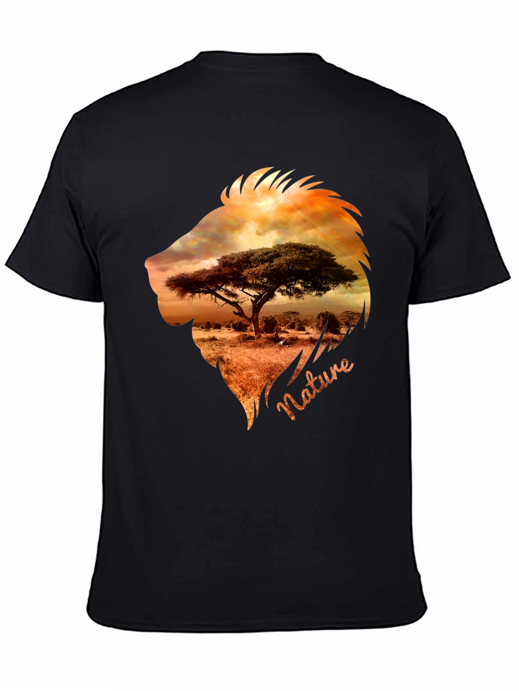 Nature Lion Graphic Tee - Mens Black T-Shirt