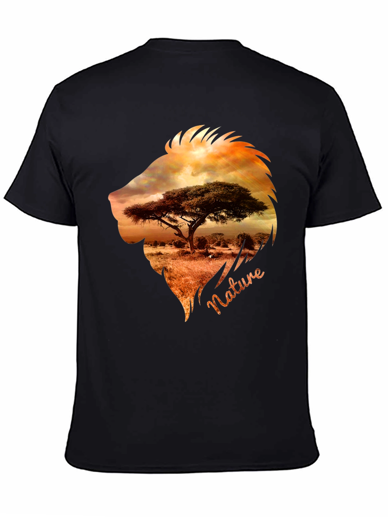 Nature Lion Graphic Tee - Mens Black T-Shirt