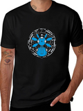 Futuristic Robot Graphic Tee - Black Cotton T-Shirt