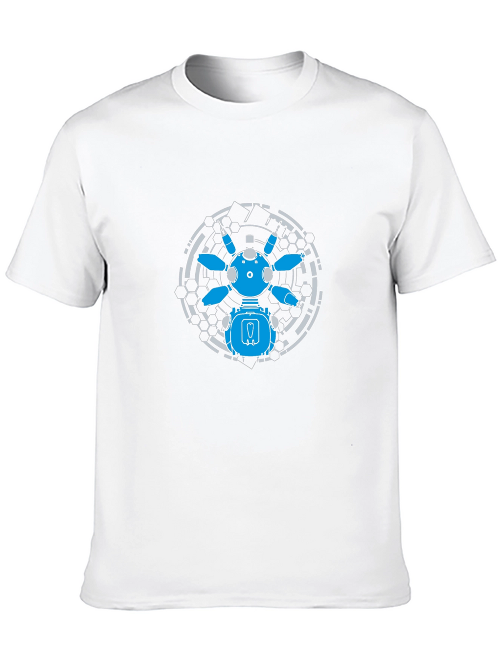 Futuristic Robot Graphic Tee - Black Cotton T-Shirt
