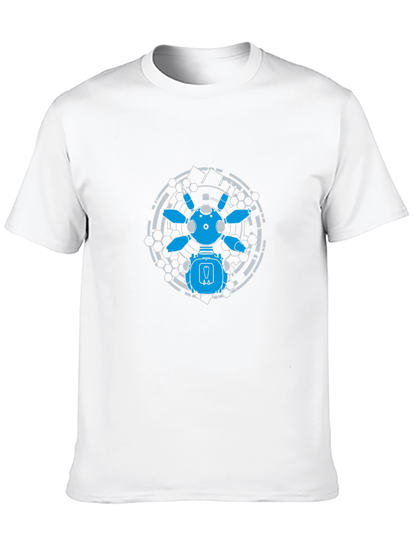 Futuristic Robot Graphic Tee - Black Cotton T-Shirt