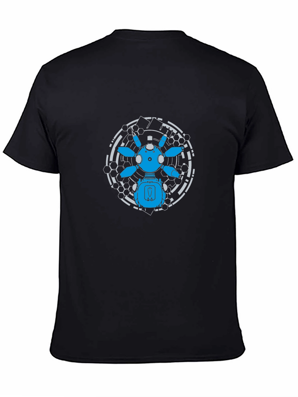 Futuristic Robot Graphic Tee - Black Cotton T-Shirt