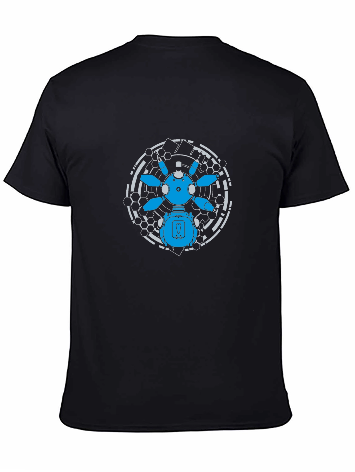 Futuristic Robot Graphic Tee - Black Cotton T-Shirt