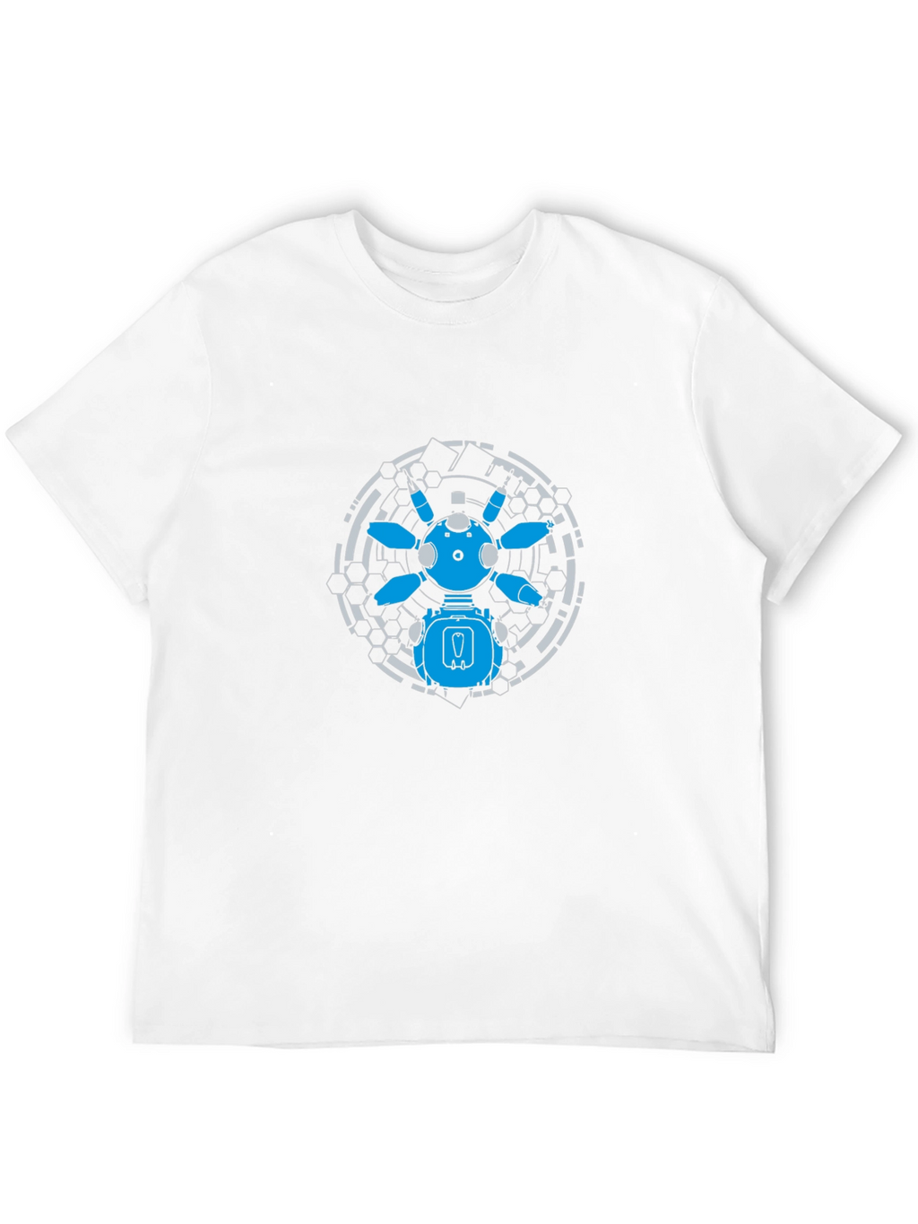 Futuristic Robot Graphic Tee - Black Cotton T-Shirt