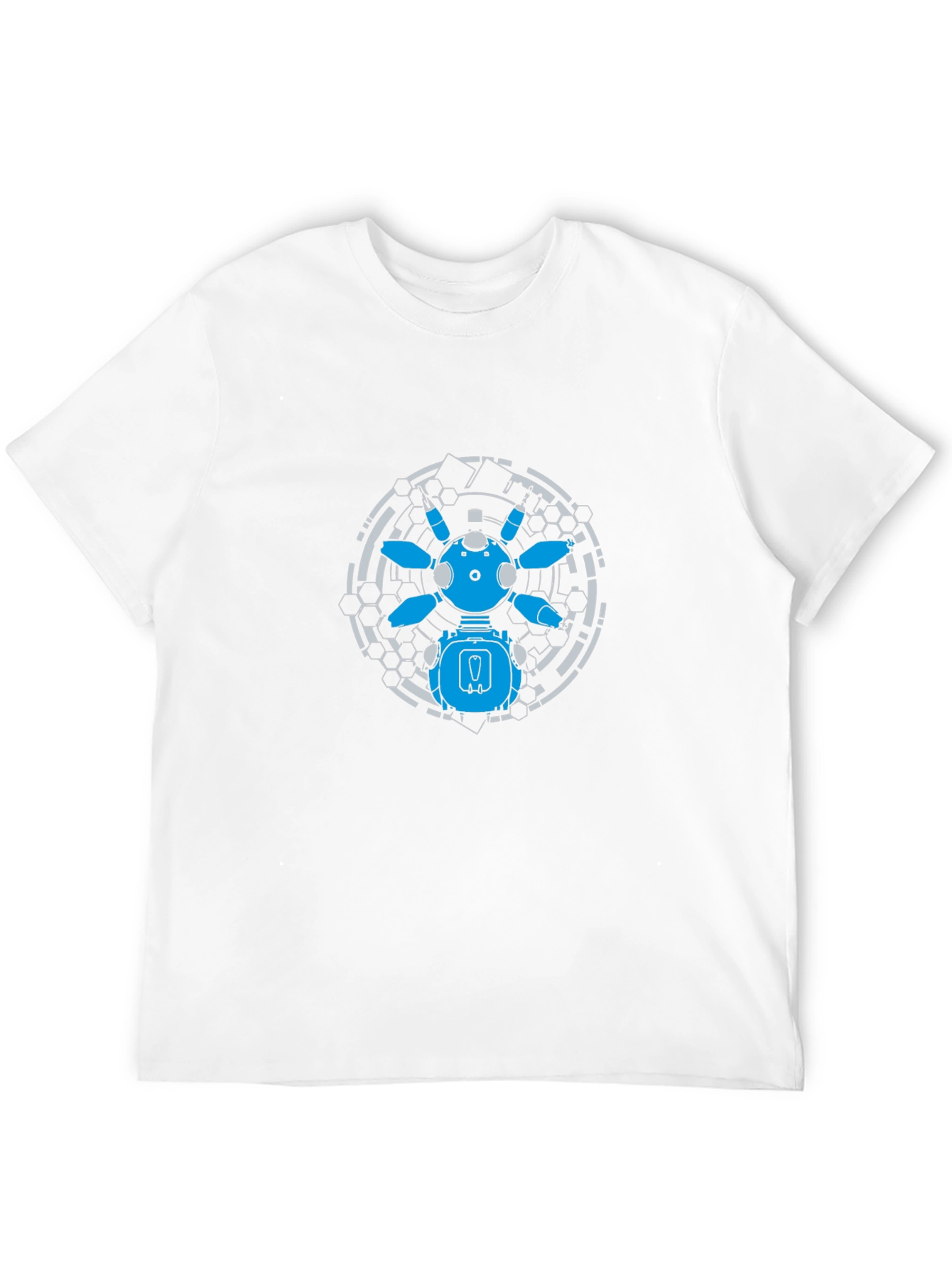 Futuristic Robot Graphic Tee - Black Cotton T-Shirt