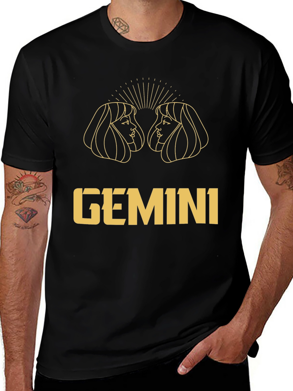 Gemini Zodiac Black Graphic Tee