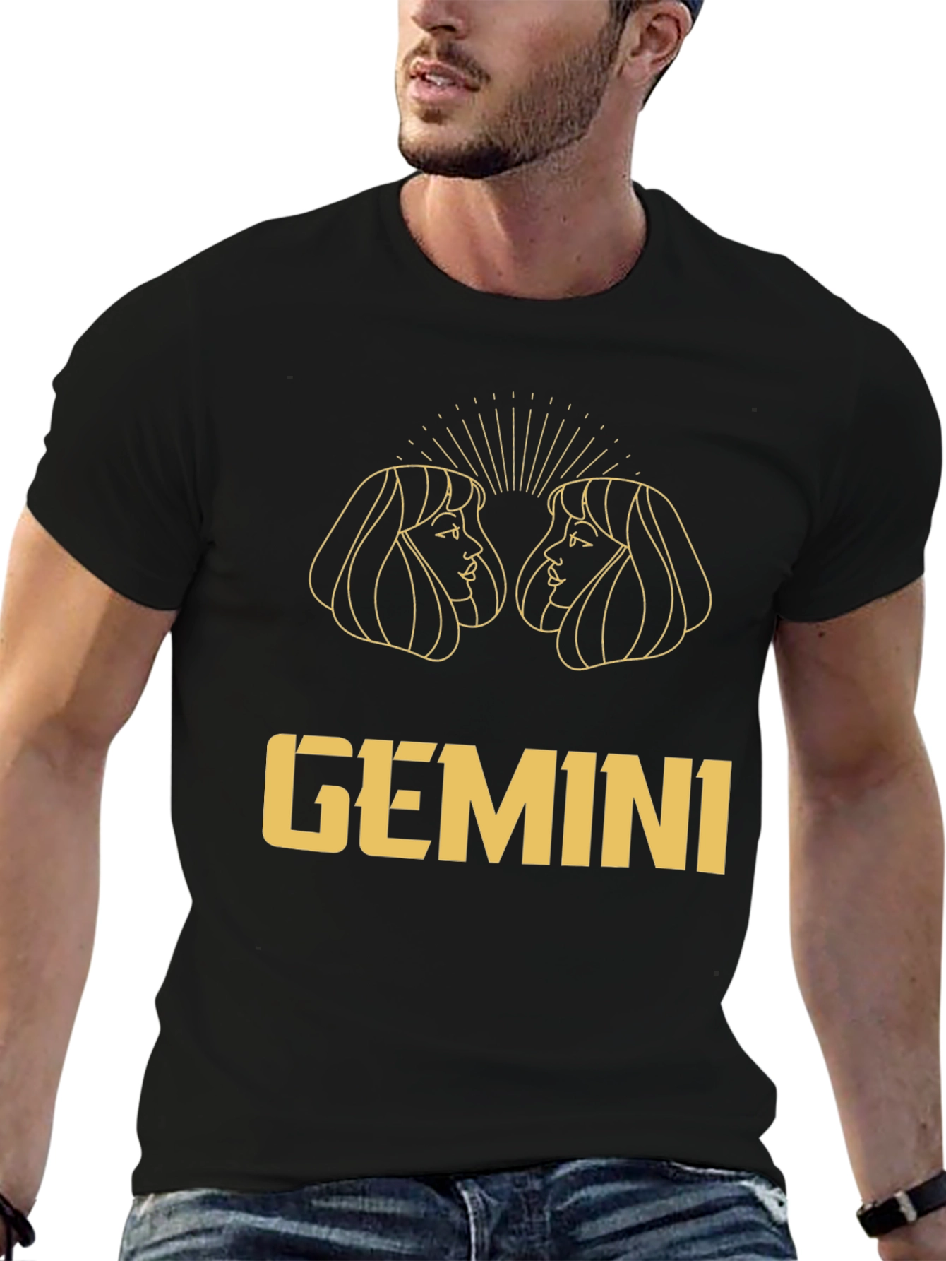 Gemini Zodiac Black Graphic Tee
