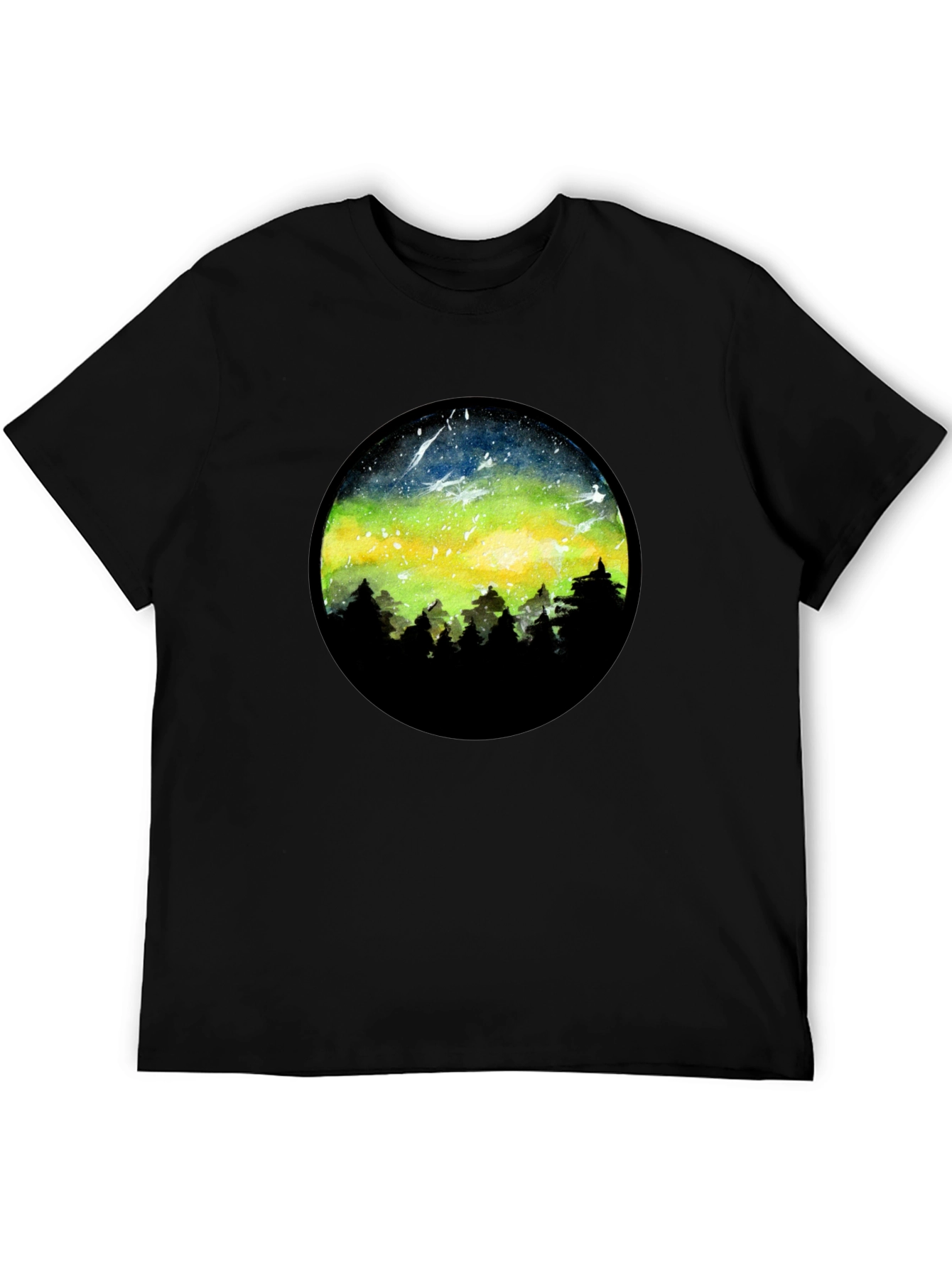 Aurora Borealis Graphic Tee - Mens Black T-Shirt