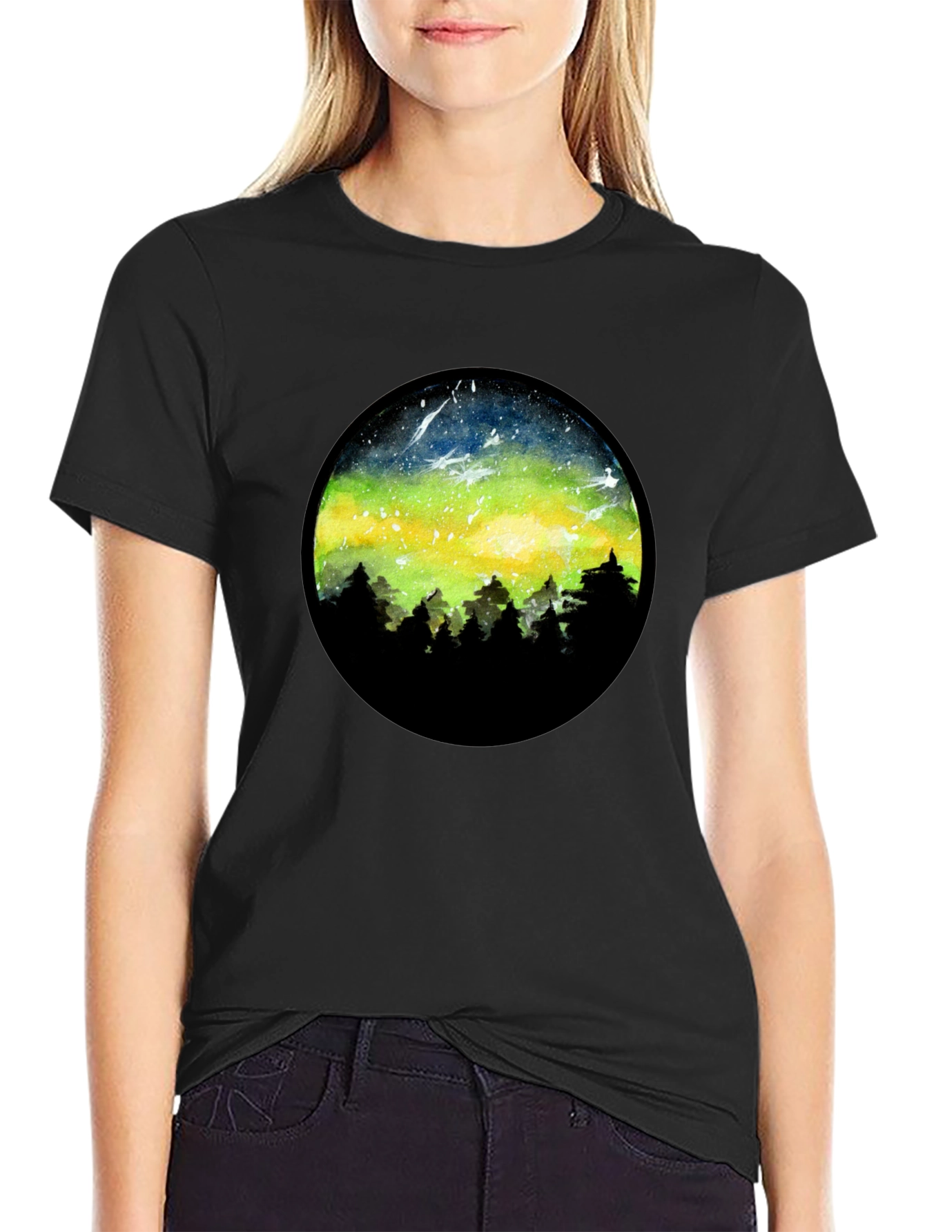 Aurora Borealis Graphic Tee - Mens Black T-Shirt
