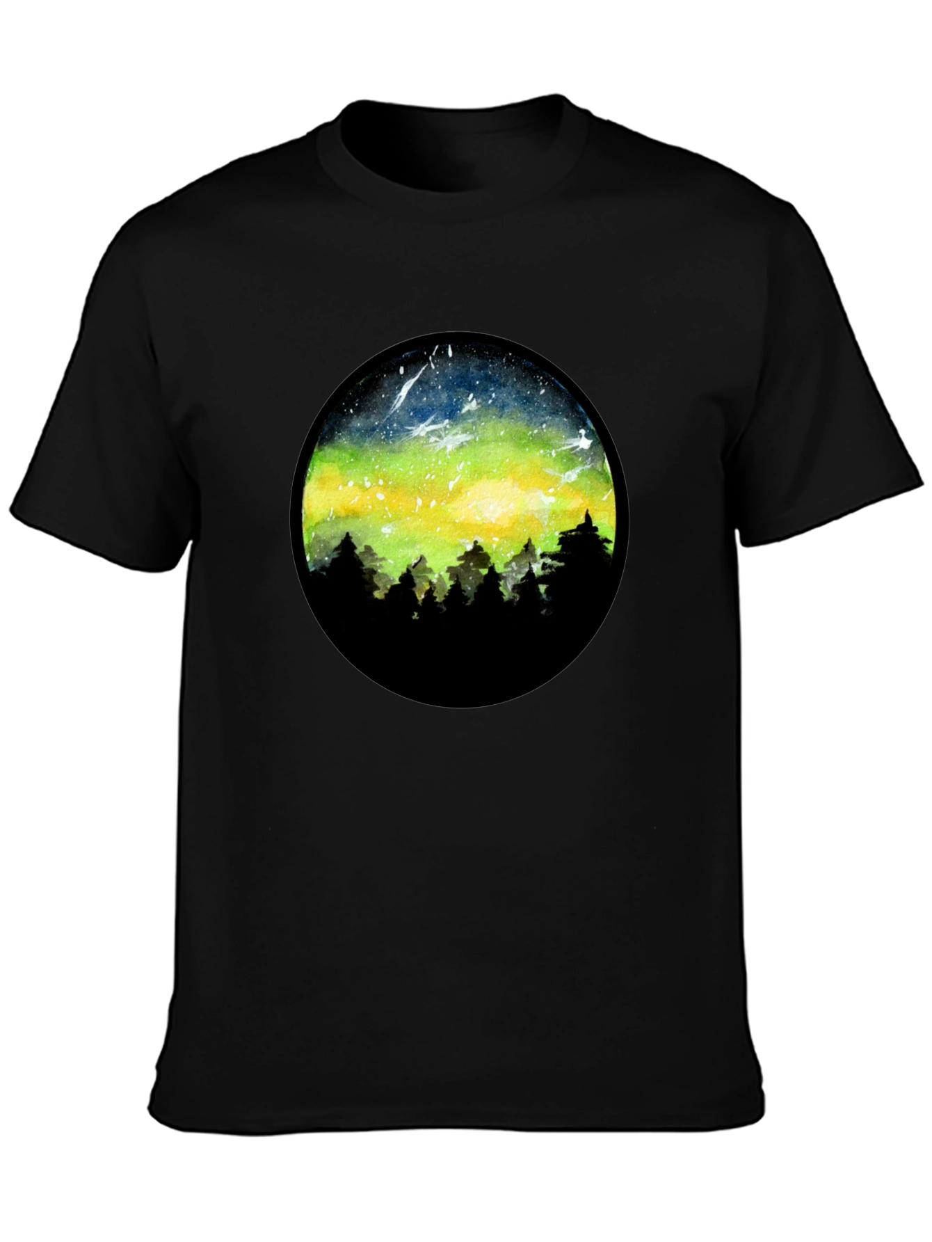 Aurora Borealis Graphic Tee - Mens Black T-Shirt