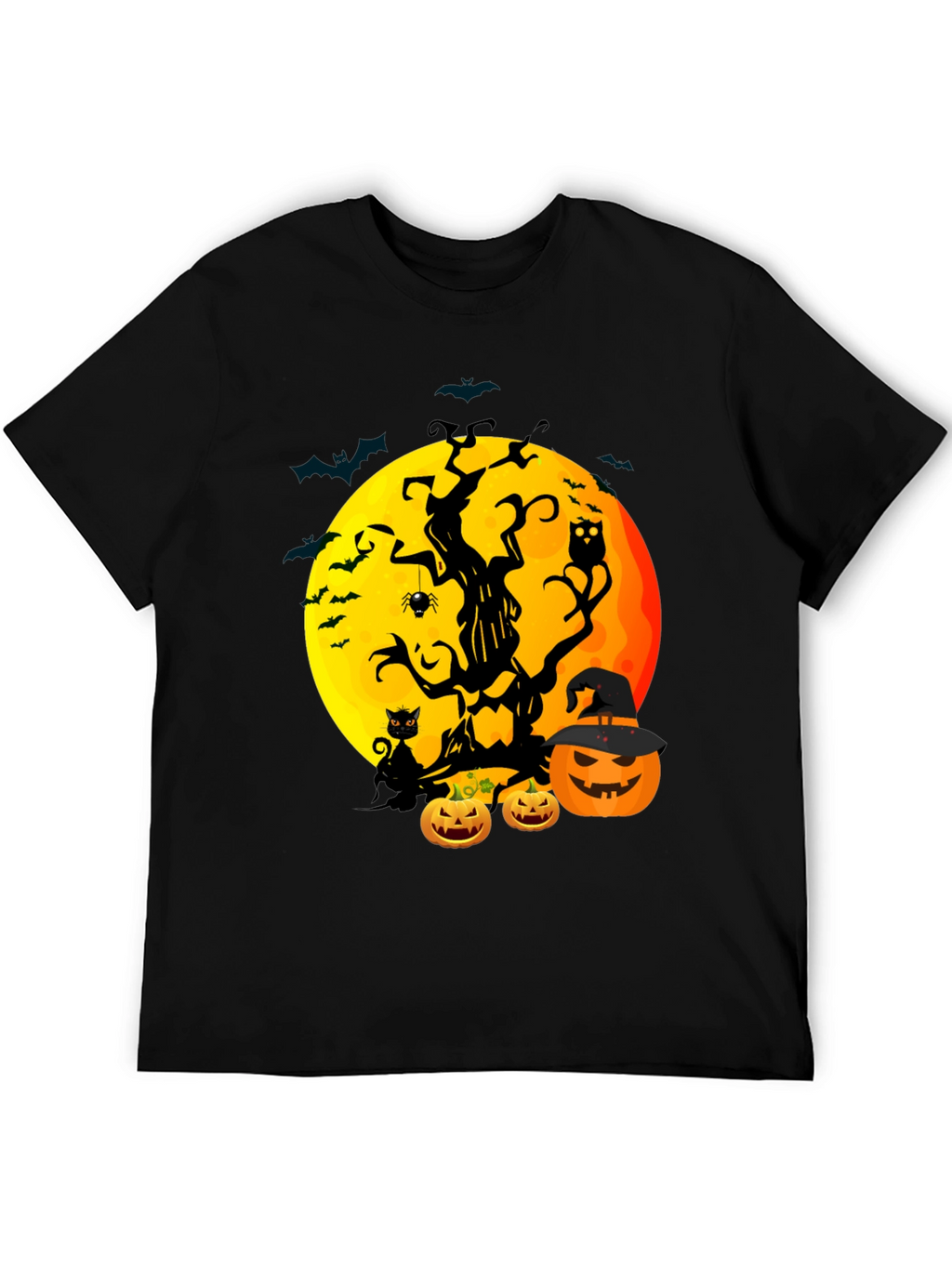 Halloween Tree Moon & Pumpkin Graphic Tee