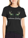 Autumn Feeling Deer Graphic T-Shirt