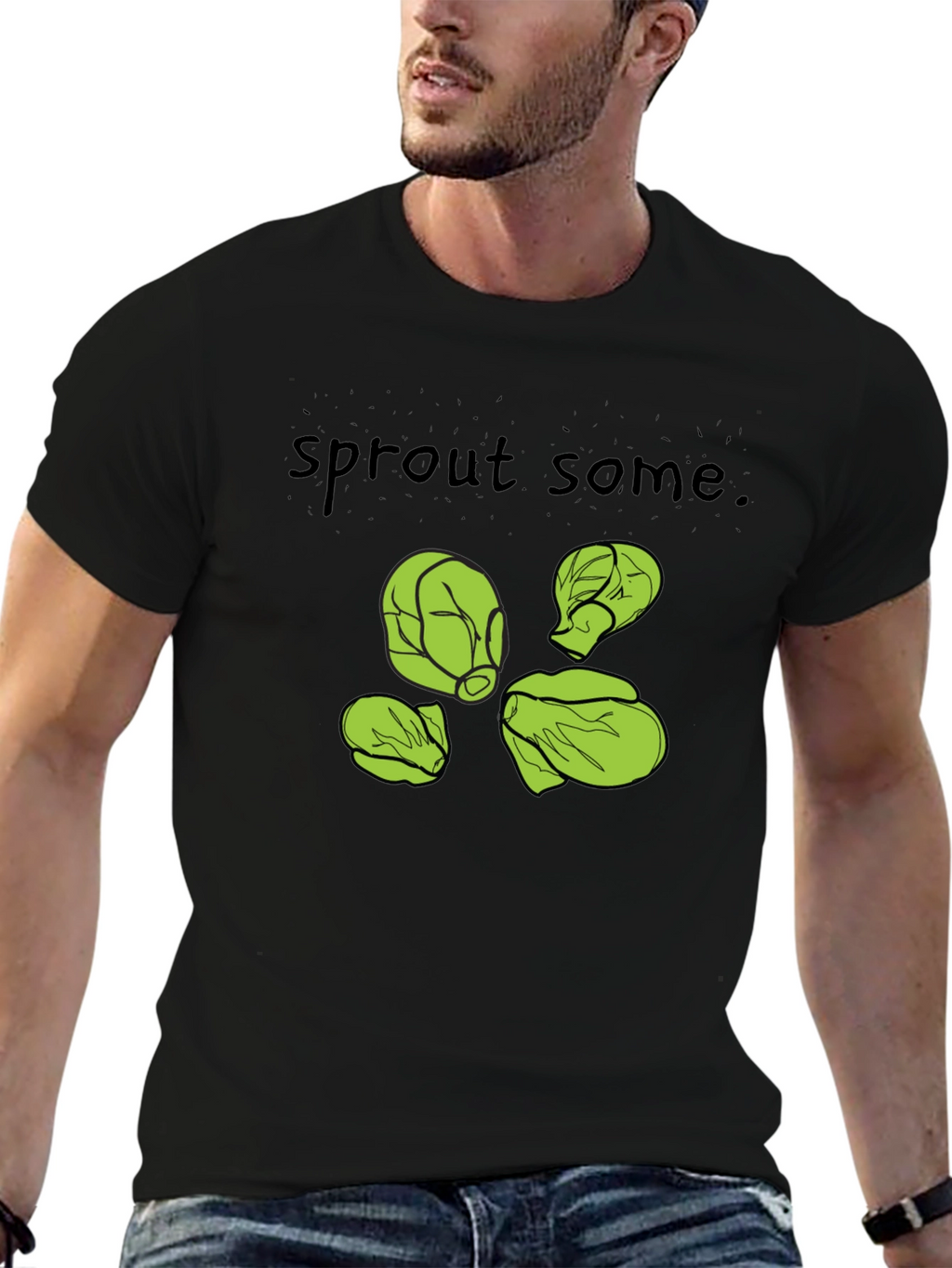 Sprout Some T-Shirt -  Black Cotton Humorous Design