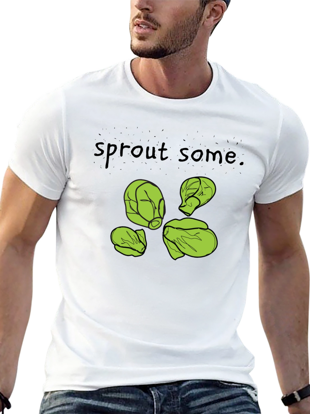 Sprout Some T-Shirt -  Black Cotton Humorous Design