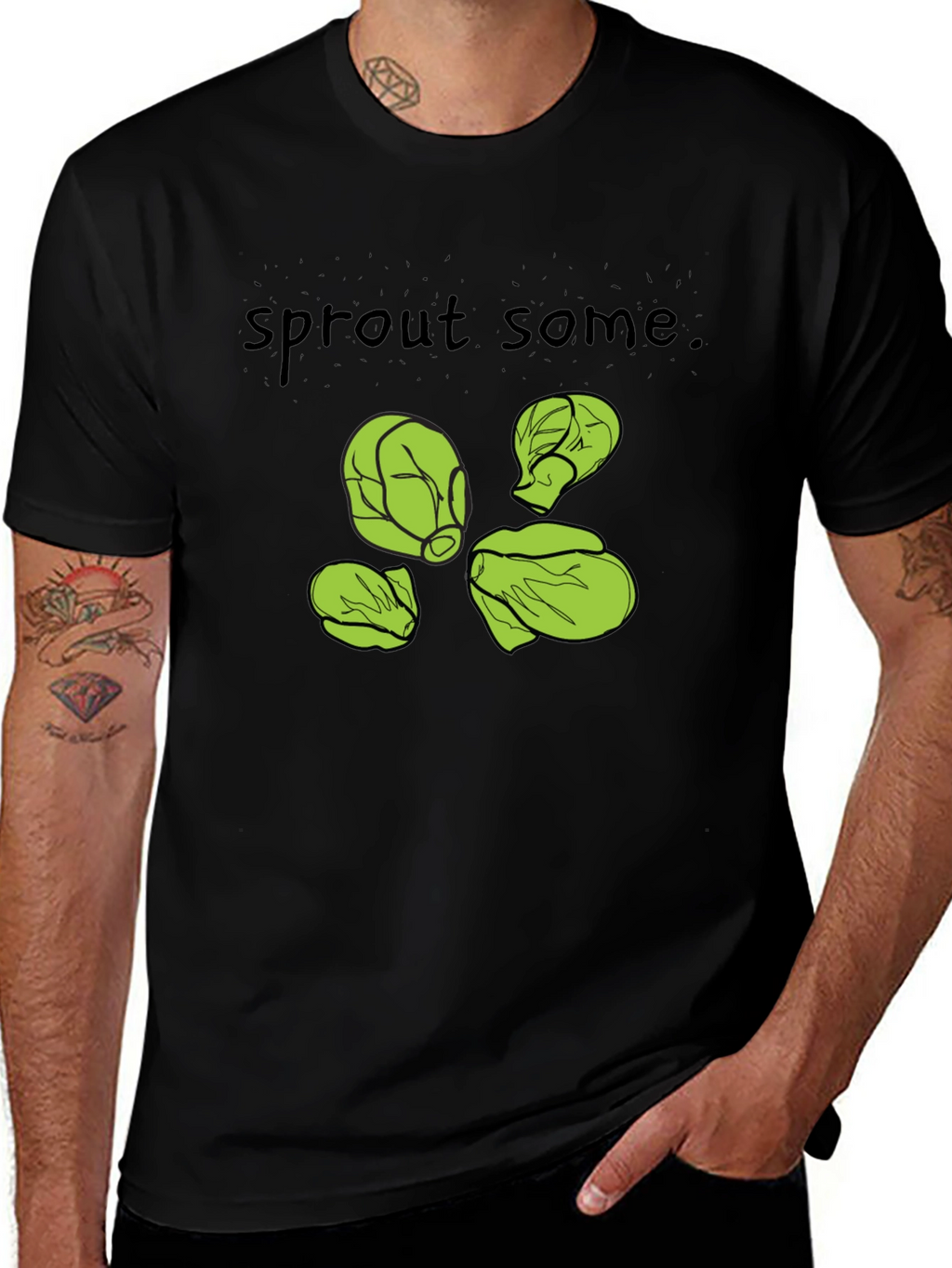 Sprout Some T-Shirt -  Black Cotton Humorous Design
