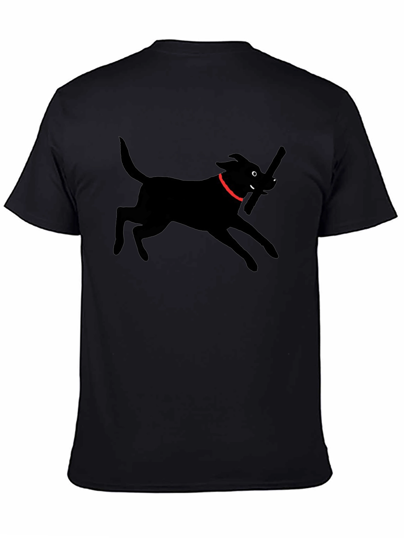 Dog Lover T-Shirt - Black Labrador Fetching Stick Tee