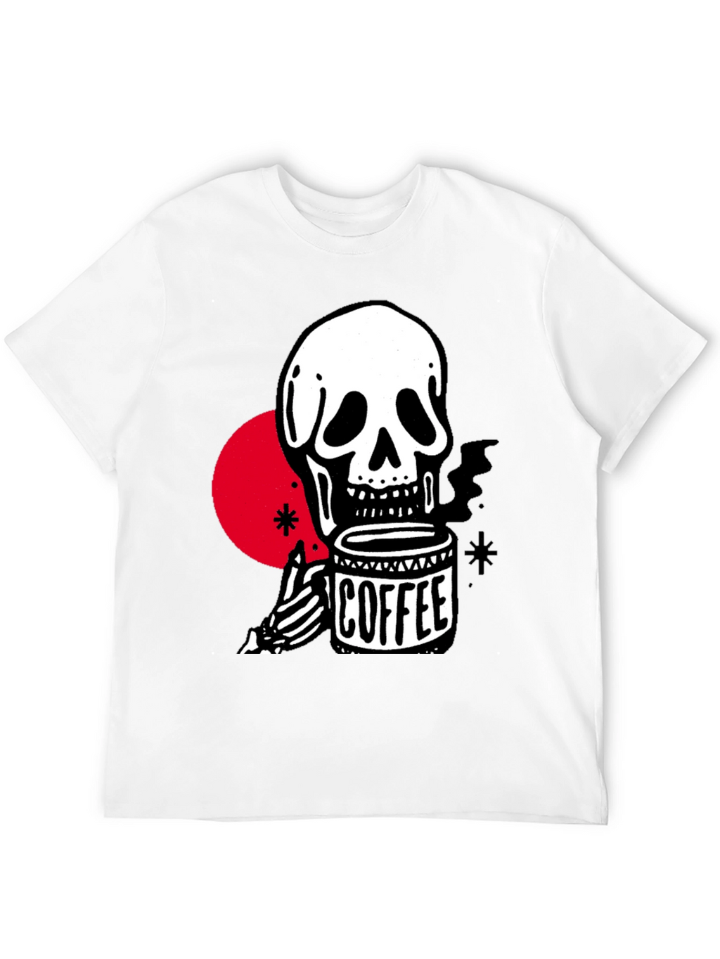 Coffee Skull Graphic T-Shirt - Trendy Skeleton Tee
