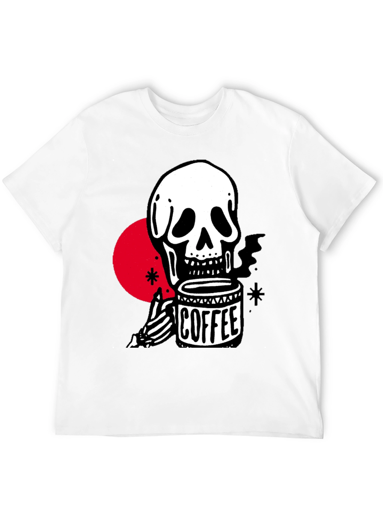 Coffee Skull Graphic T-Shirt - Trendy Skeleton Tee