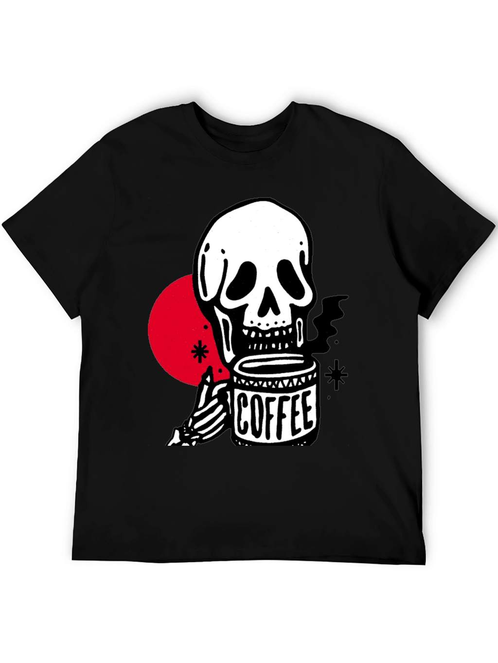Coffee Skull Graphic T-Shirt - Trendy Skeleton Tee