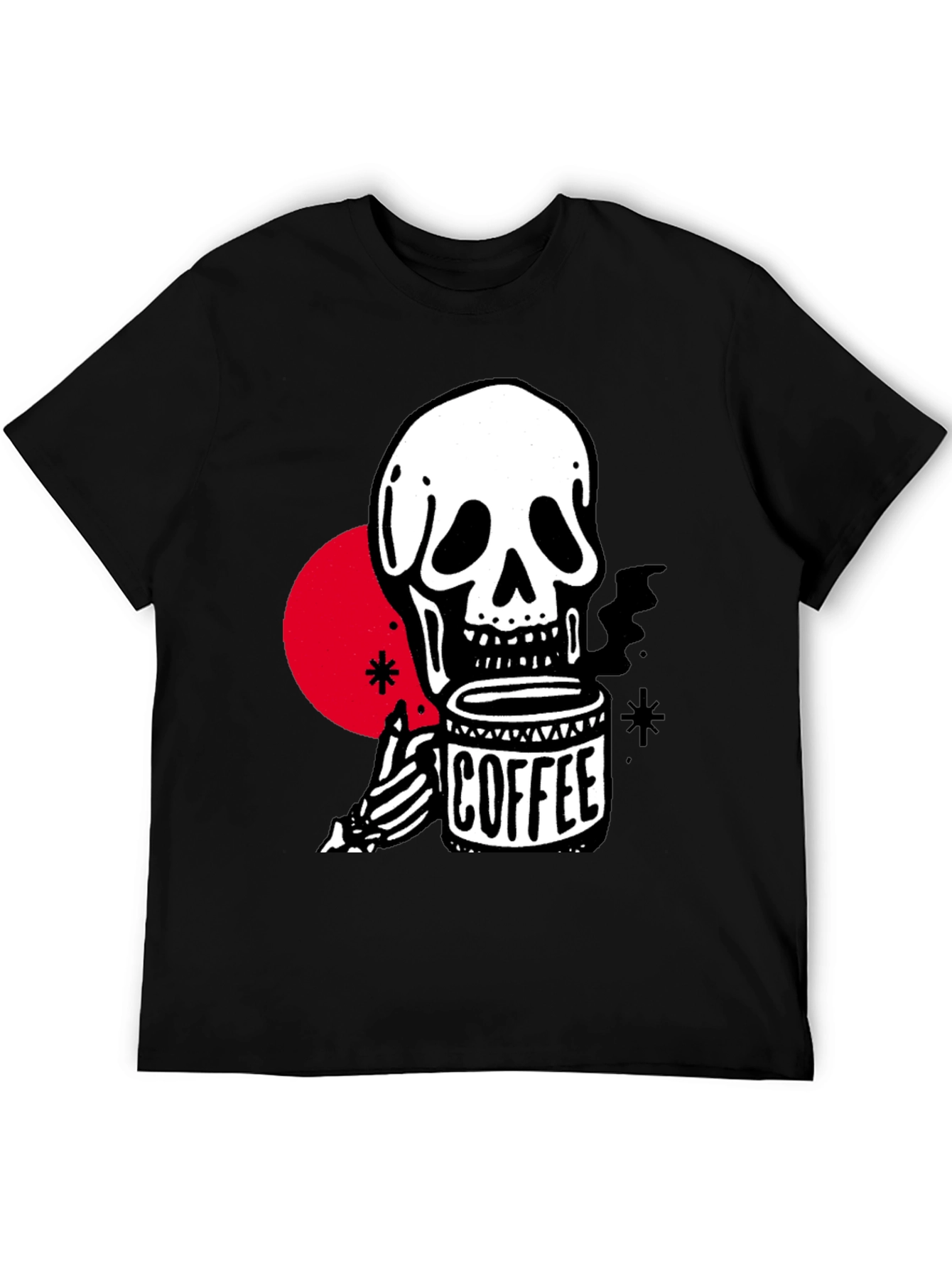 Coffee Skull Graphic T-Shirt - Trendy Skeleton Tee