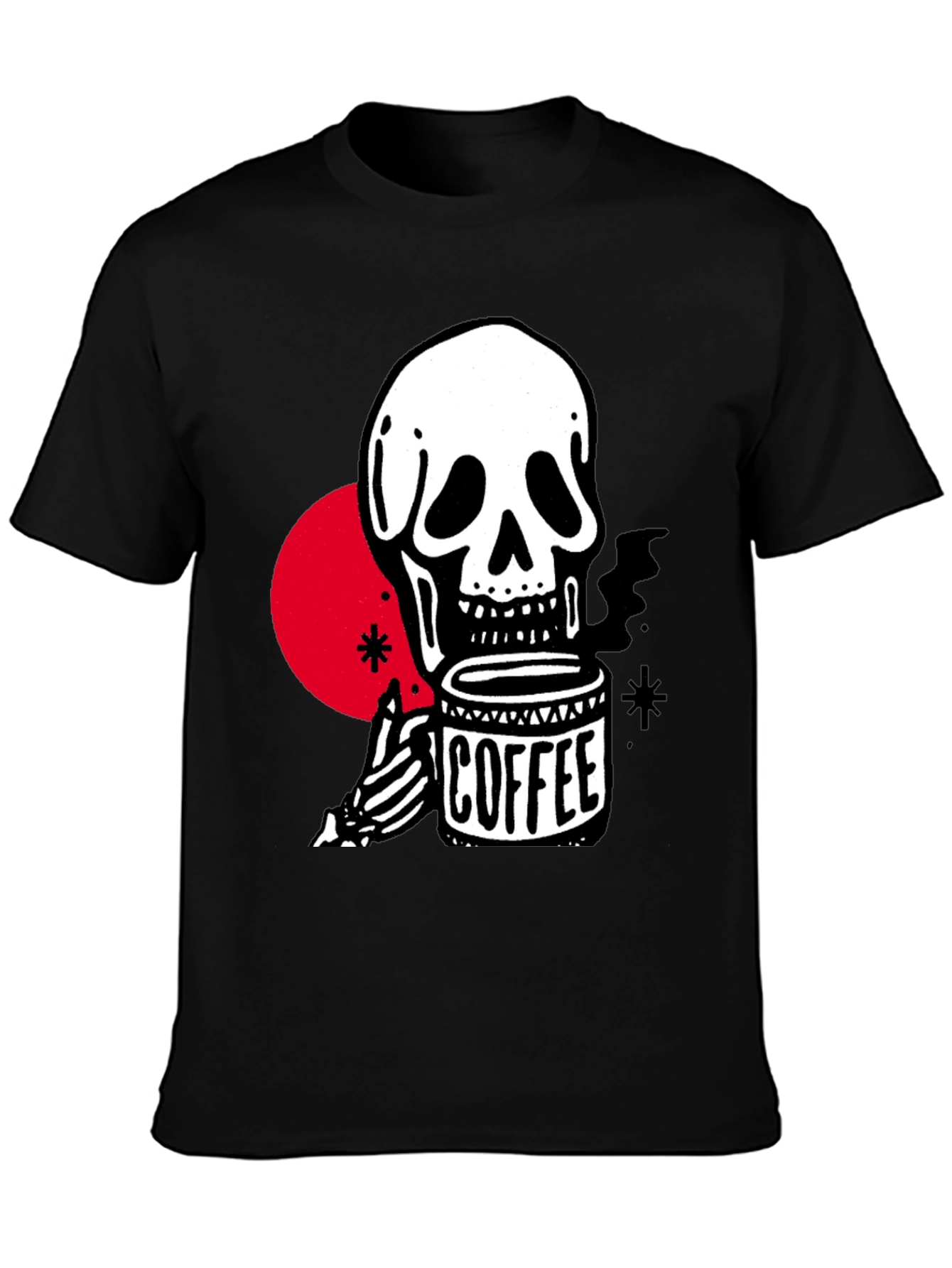 Coffee Skull Graphic T-Shirt - Trendy Skeleton Tee