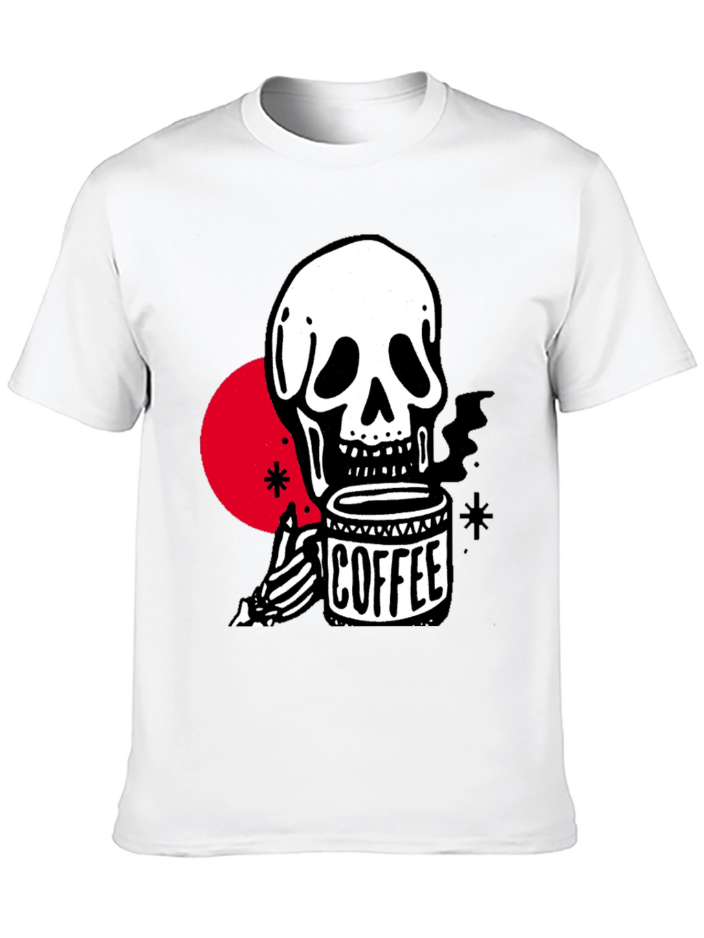 Coffee Skull Graphic T-Shirt - Trendy Skeleton Tee