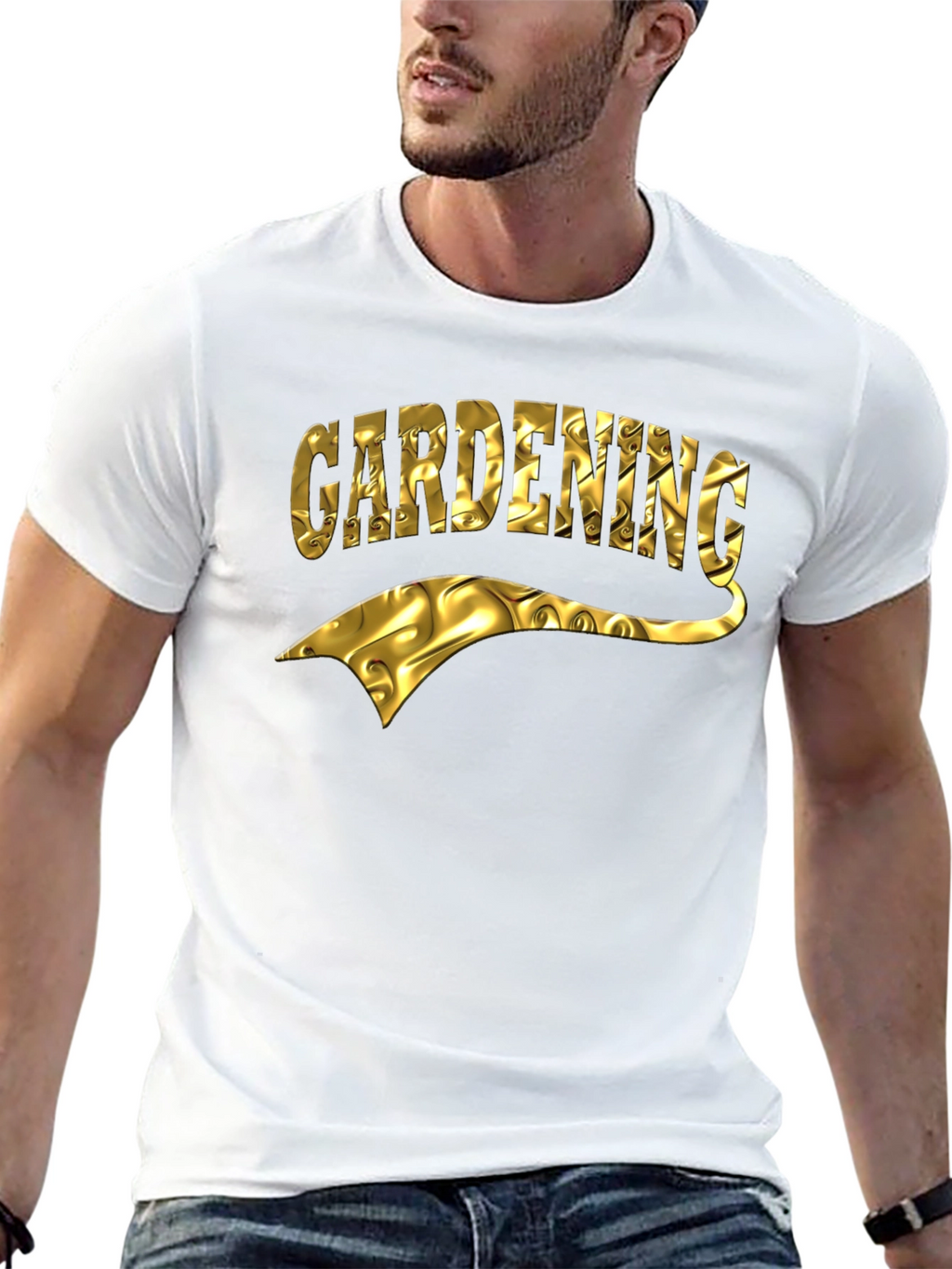 Gardening T-Shirt - Gold Foil Design