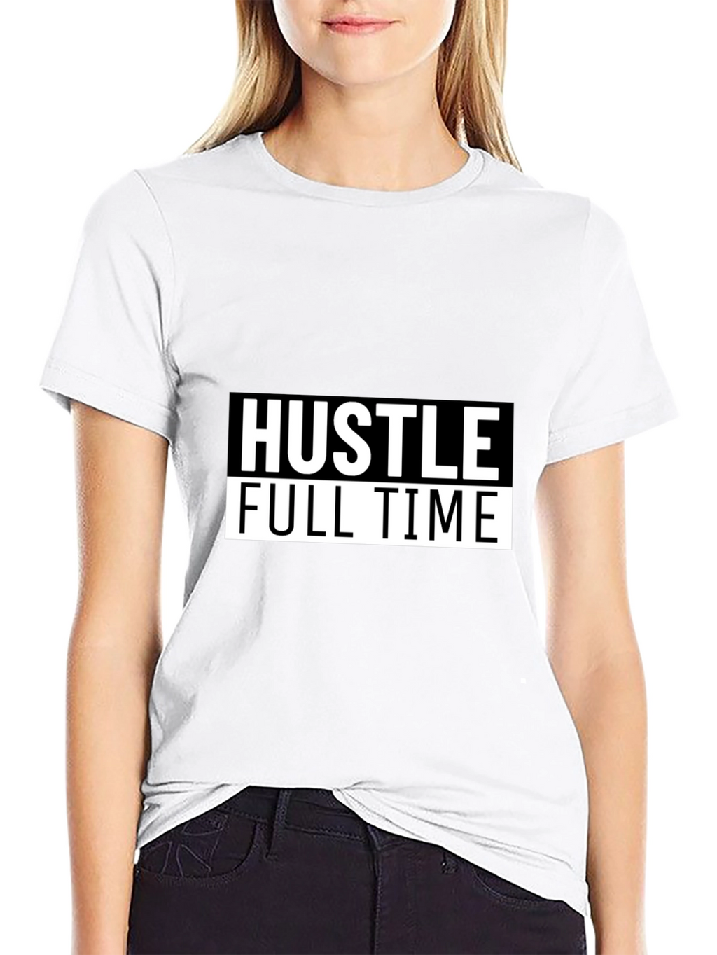 Hustle Full Time Graphic Tee - Black Casual T-Shirt