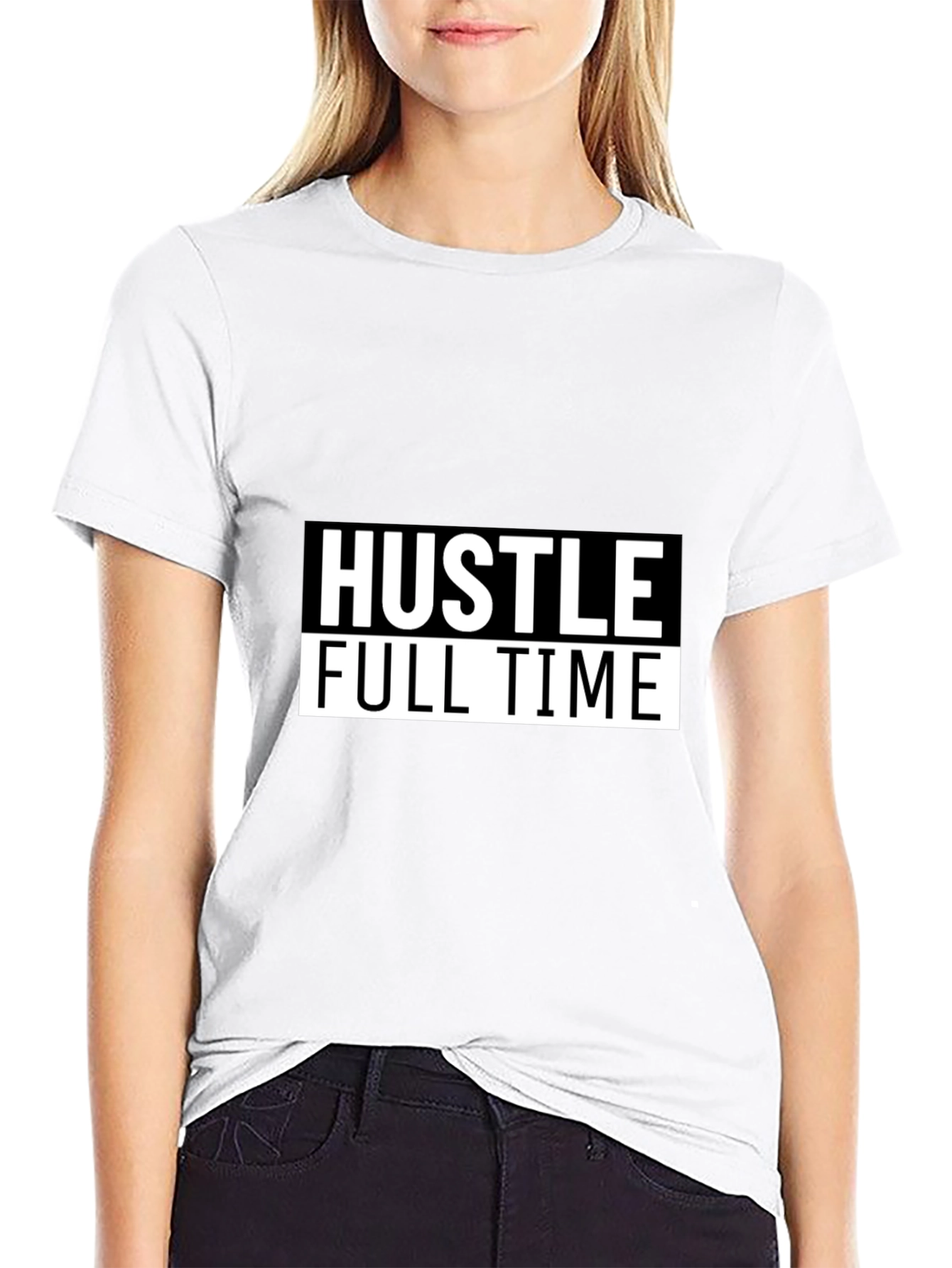 Hustle Full Time Graphic Tee - Black Casual T-Shirt