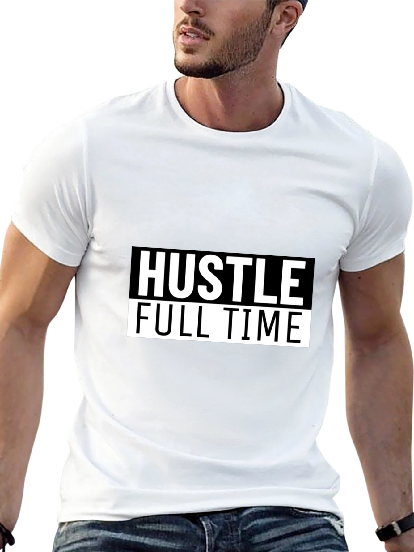 Hustle Full Time Graphic Tee - Black Casual T-Shirt