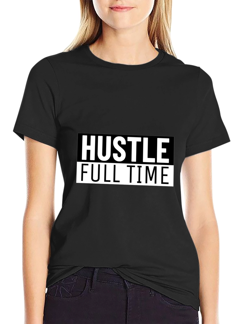 Hustle Full Time Graphic Tee - Black Casual T-Shirt