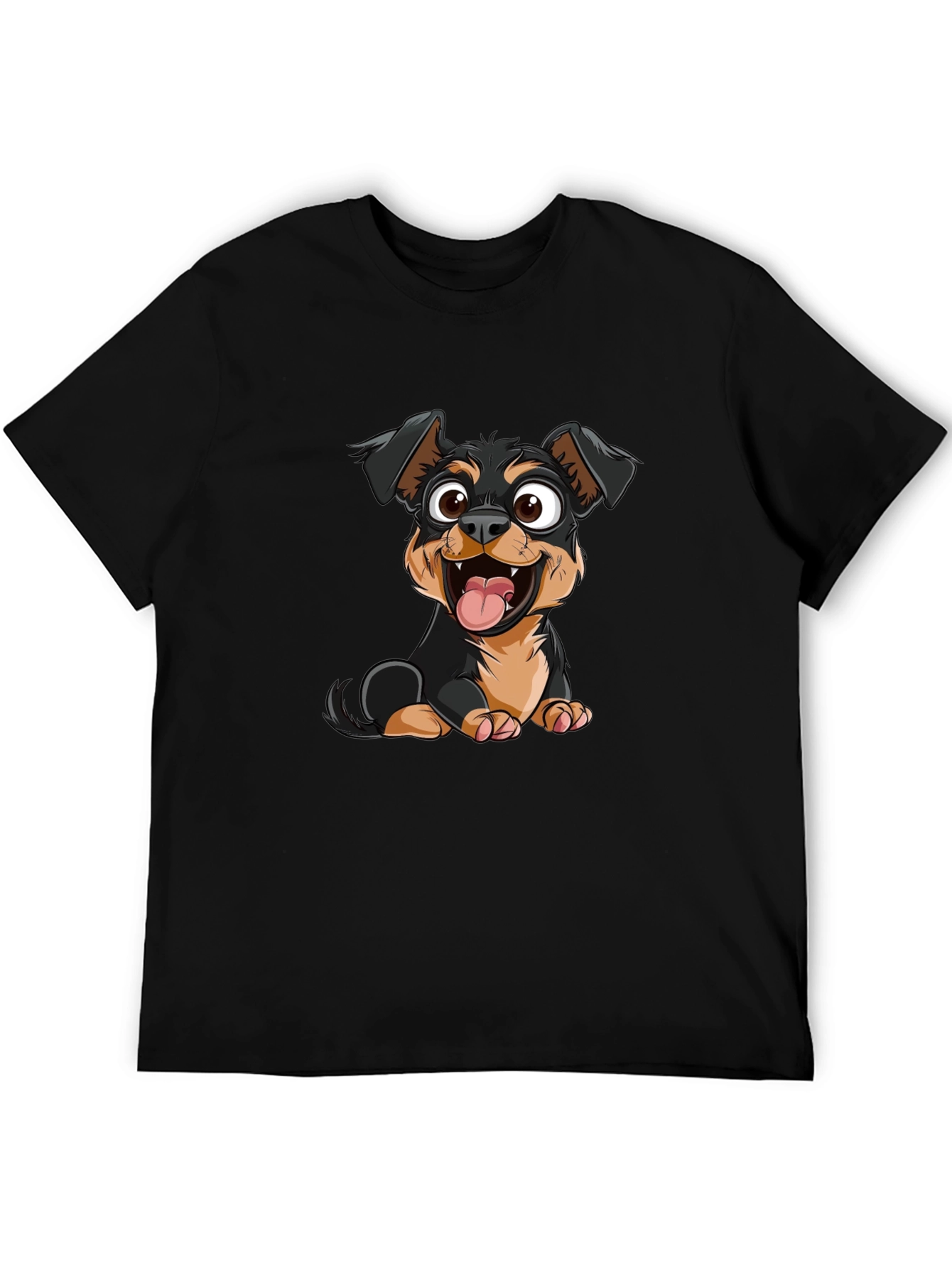 Cartoon Dog Graphic Print Black T-Shirt