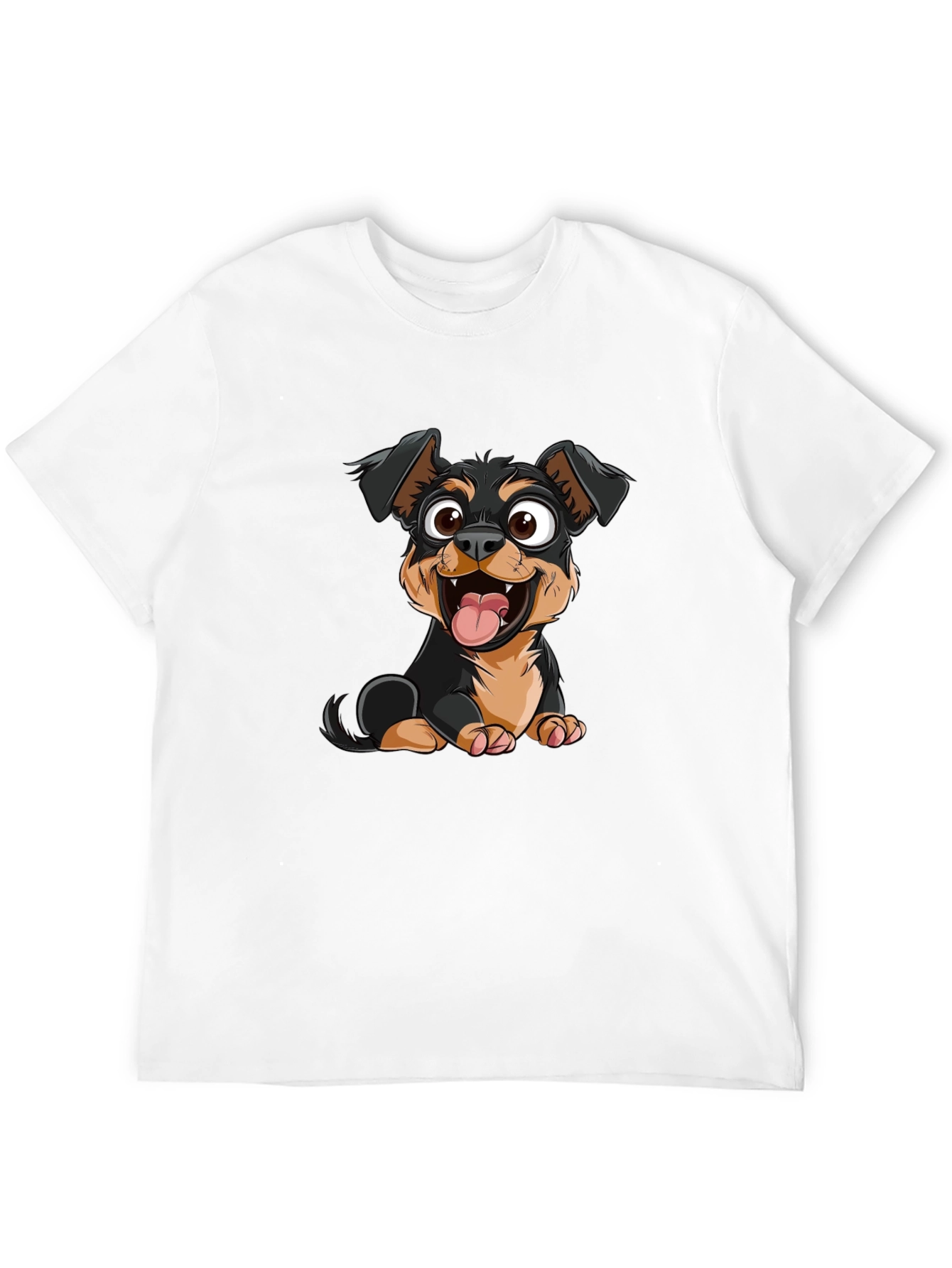 Cartoon Dog Graphic Print Black T-Shirt