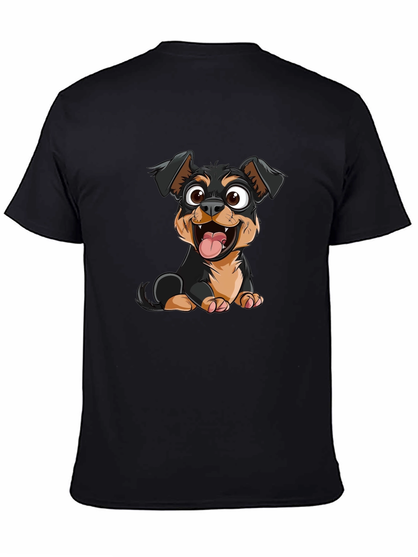 Cartoon Dog Graphic Print Black T-Shirt