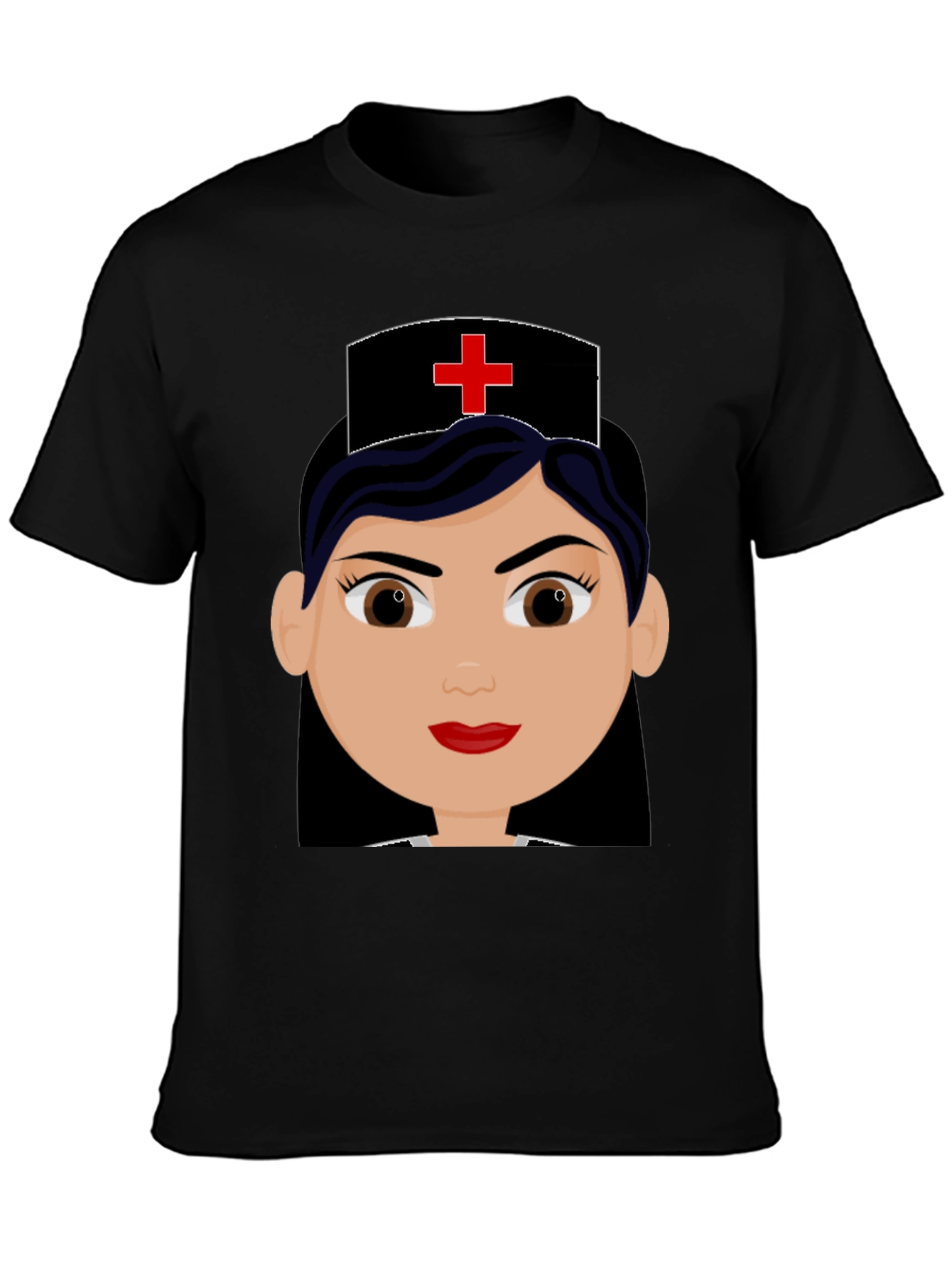 Cartoon Nurse Graphic Black T-Shirt