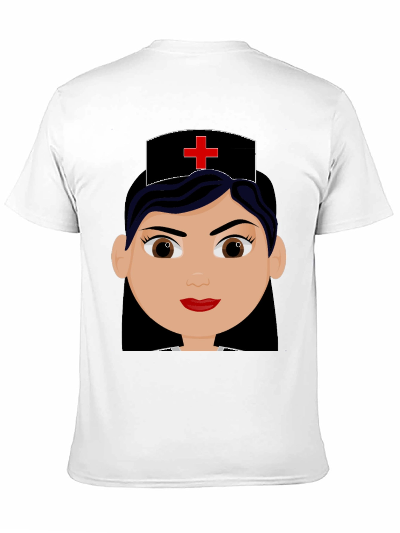 Cartoon Nurse Graphic Black T-Shirt